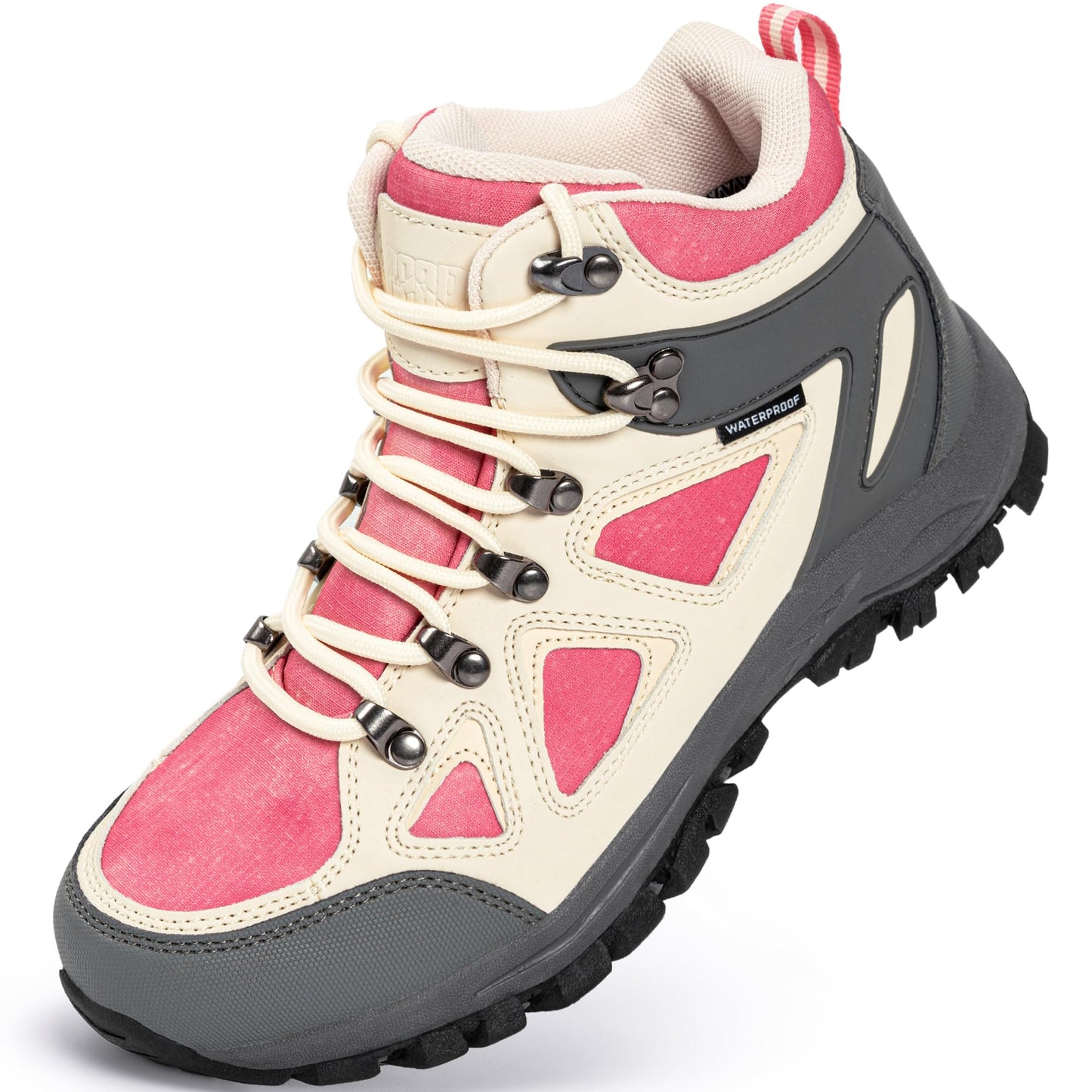 R CORD Kids Hiking Boots Waterproof Durable TPR Traction Outsole Anti-Skid Athletic Lace Up Hiking Shoes for Outdoor Adventure