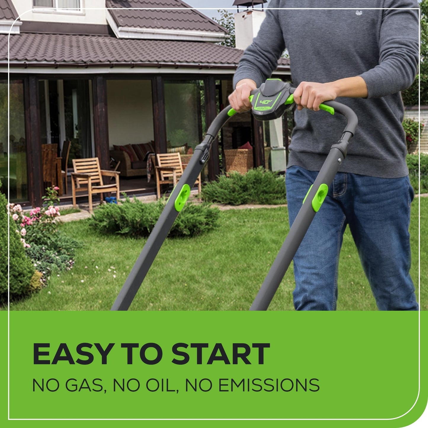 Greenworks 40V 16" Cordless Lawn Mower, Ultra-Light Push Mower with 4.0Ah Battery & Charger(75+ Tool Compatibility, 45Min Runtime)