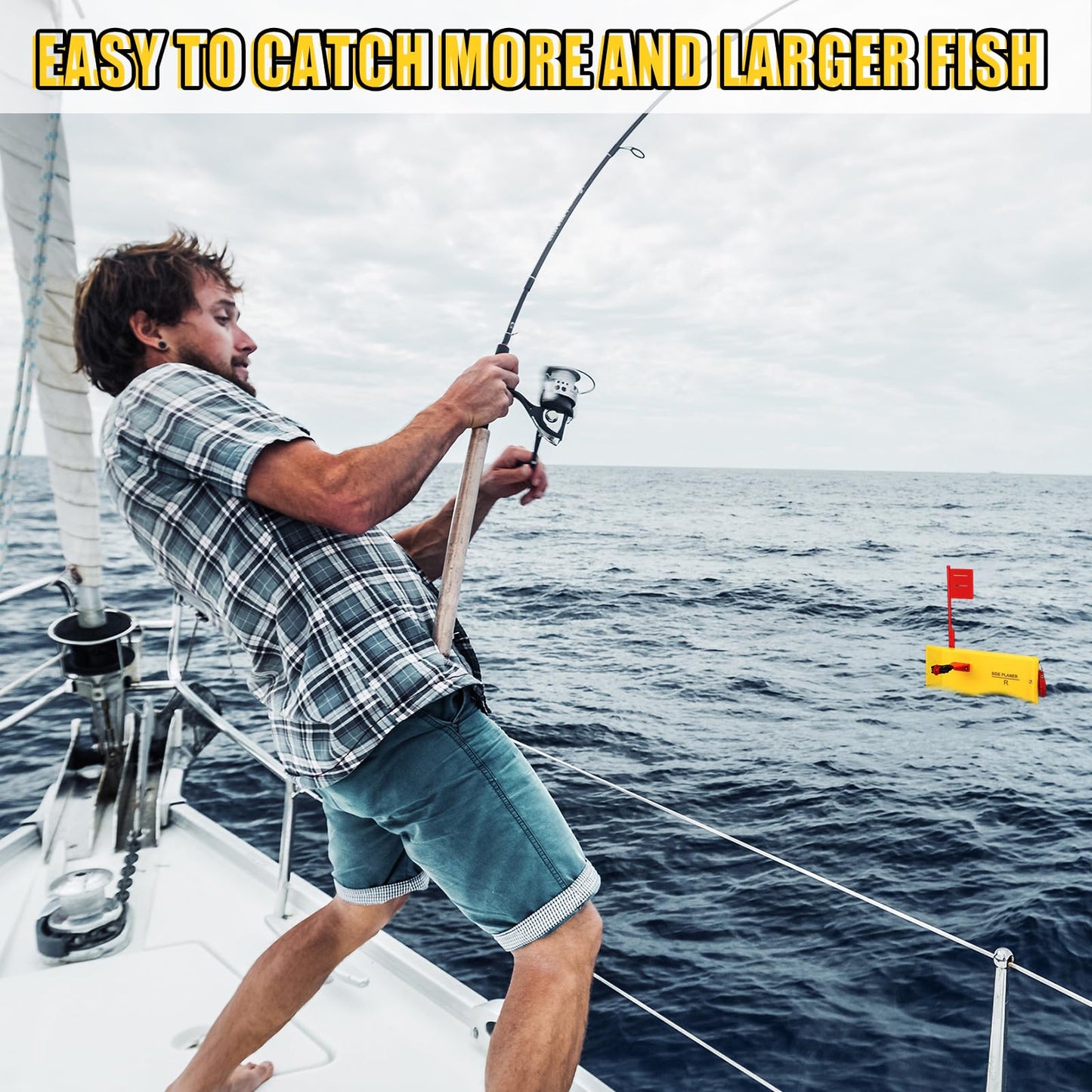 2 Pack Planer Boards for Fishing Trolling 8 x 3 Inches Off Shore Crappie Planer Boards Kits with Flag Fishing Accessory for Inshore Offshore Trolling Dragging