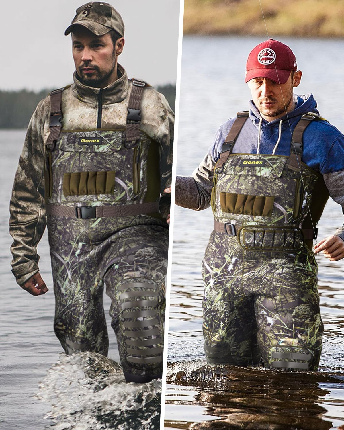 Gonex Hunting Waders with 800G Insulated Bootfoot 4.5mm Neoprene Fishing Chest Waders for Men Waterproof Camo, Size 11