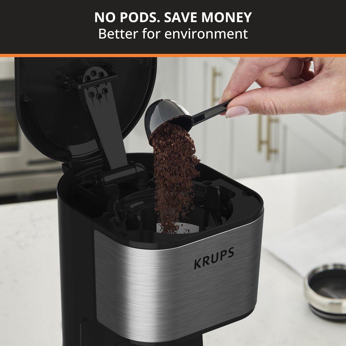 KRUPS Newer Model Drip Coffee Maker, 10-Cup, Silver