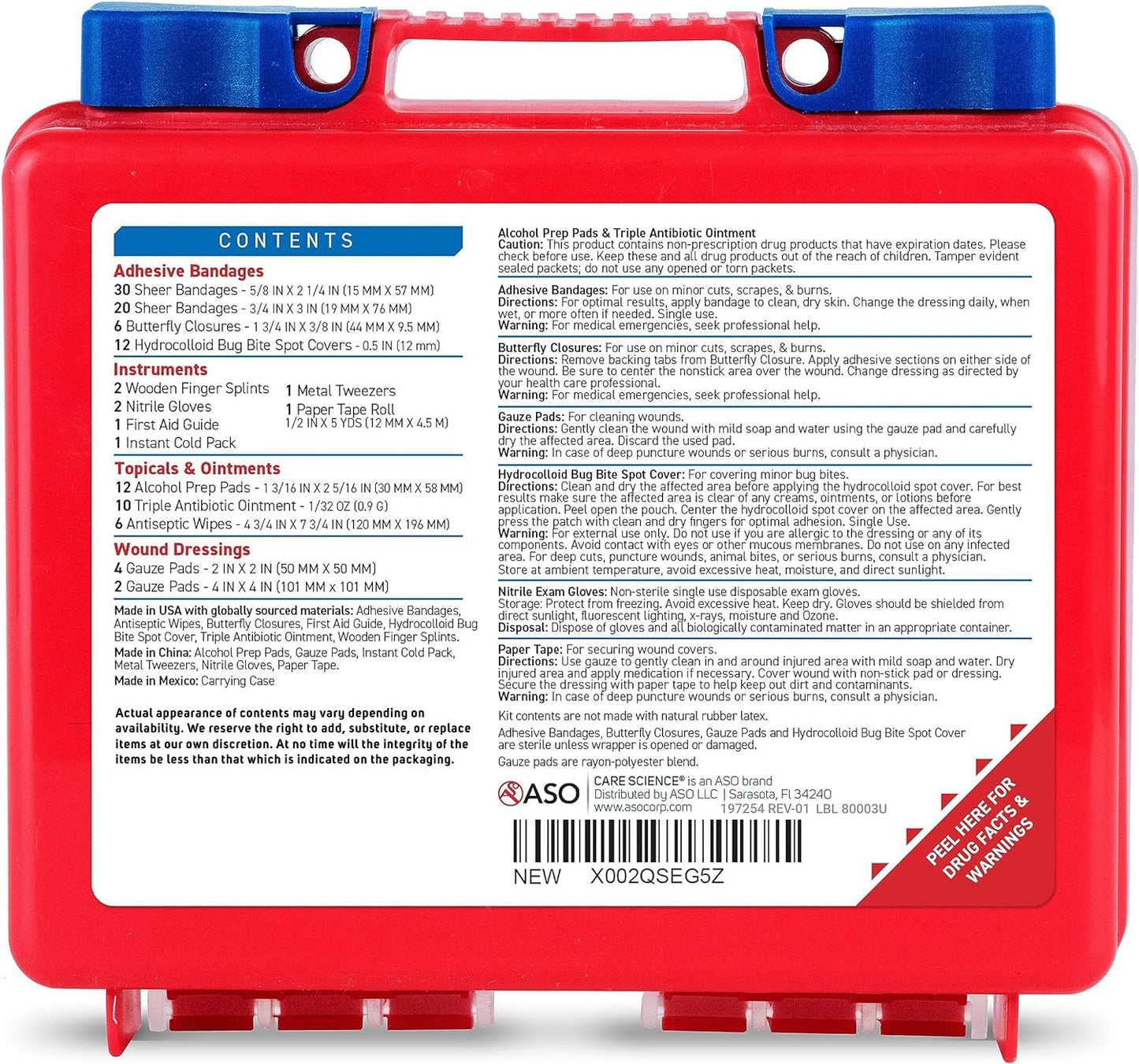 Care Science First Aid Kit, 110 Pieces | Professional Use for Travel, Work, School, Home, Car, Emergency, Survival, Camping, Hiking, and More