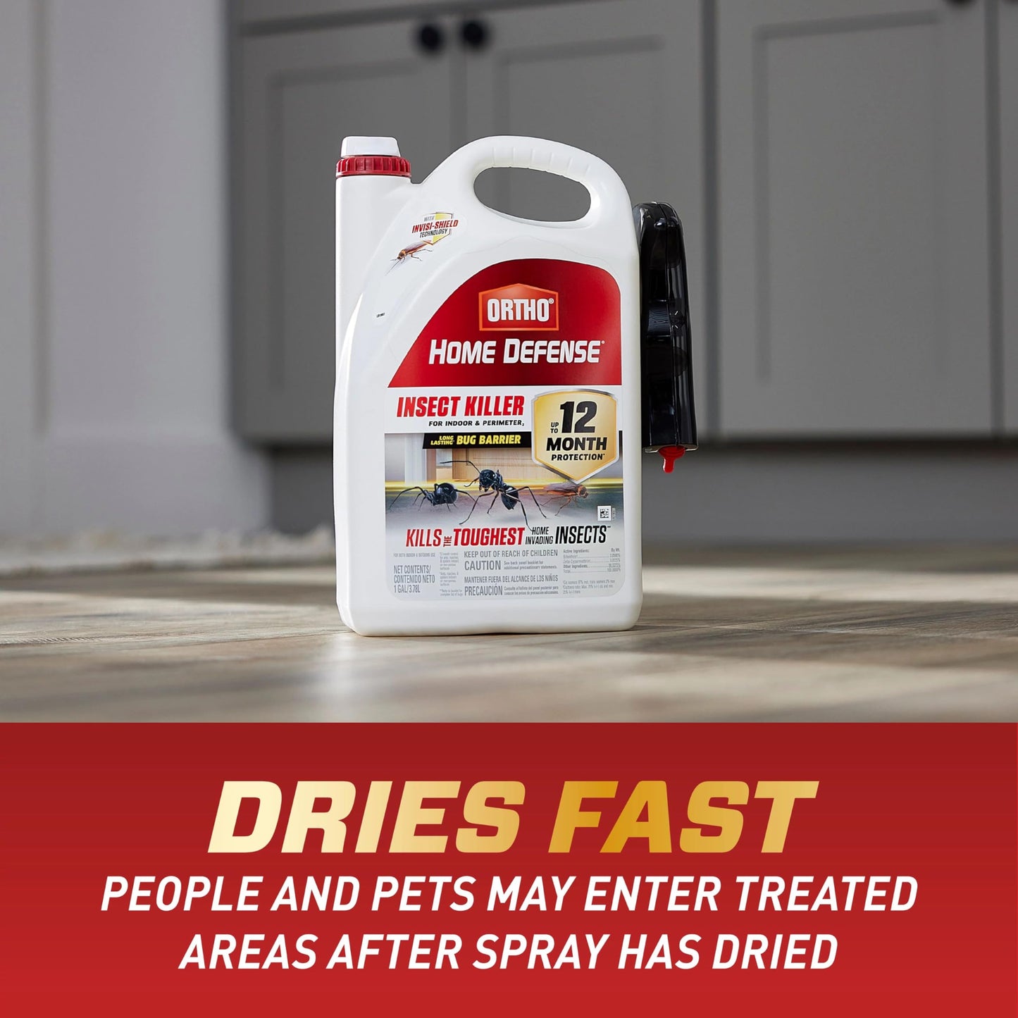 Ortho Home Defense Insect Killer for Indoor & Perimeter2 - With Comfort Wand, Long-Lasting Control, Kills Ants, Cockroaches, Spiders, Fleas & Ticks, Non-Staining, Odor Free, 1.1 gal., 2-Pack