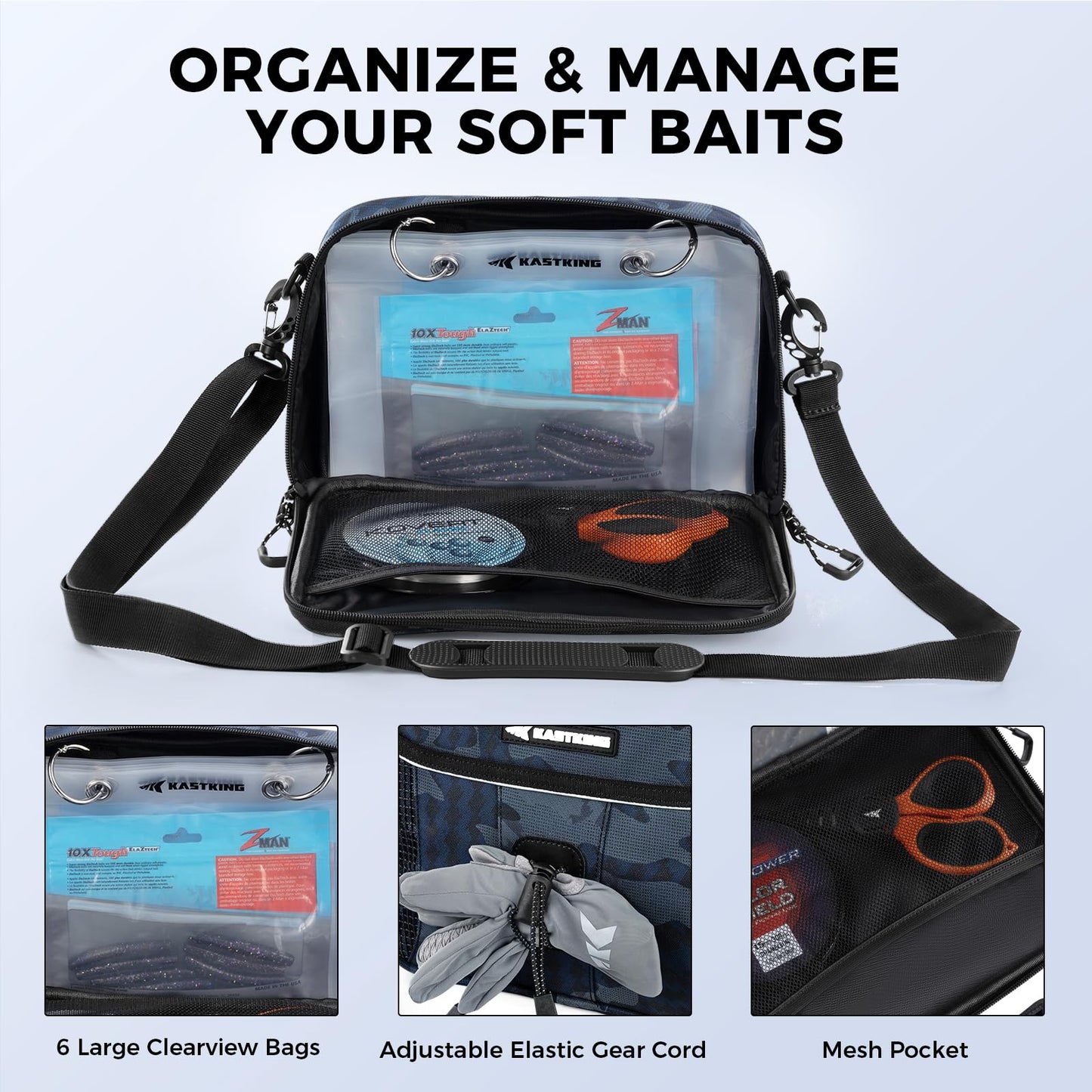 KastKing BaitSpace 50L Fishing Tackle Backpack with Removable Bait Binder & 4 Tackle Boxes, Rod Holders Storage Fishing Gear