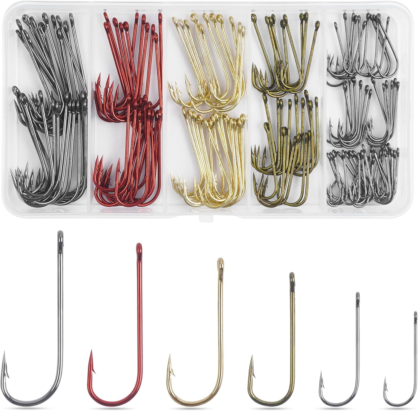 Crappie Hooks Aberdeen Fishing Hooks Kit Long Shank Light Wire Offset High Carbon Steel Fishing Tackle for Sunfish Bass Crappie Walleye Trout Panfish Freshwater 150pcs/Box
