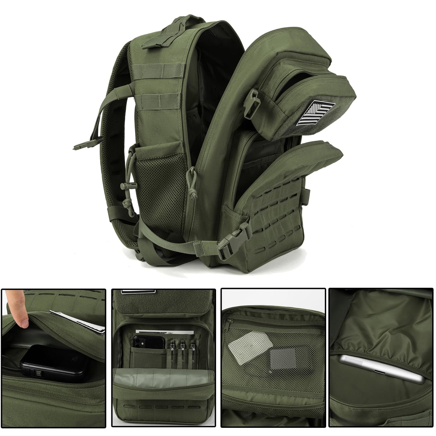 QT&QY 25L/35L/45L Military Tactical Backpack For Men Molle Daypack 3 Day Bug Out Bag Hiking Rucksack With Bottle Holder