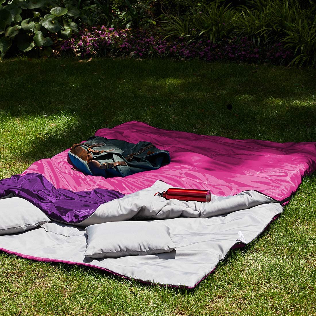 oaskys Double Sleeping Bag for Adults with 2 Pillows - Queen Size XL Waterproof Sleeping Bag for All Season Camping Hiking Backpacking 2 Person Sleeping Bags for Cold Weather & Warm