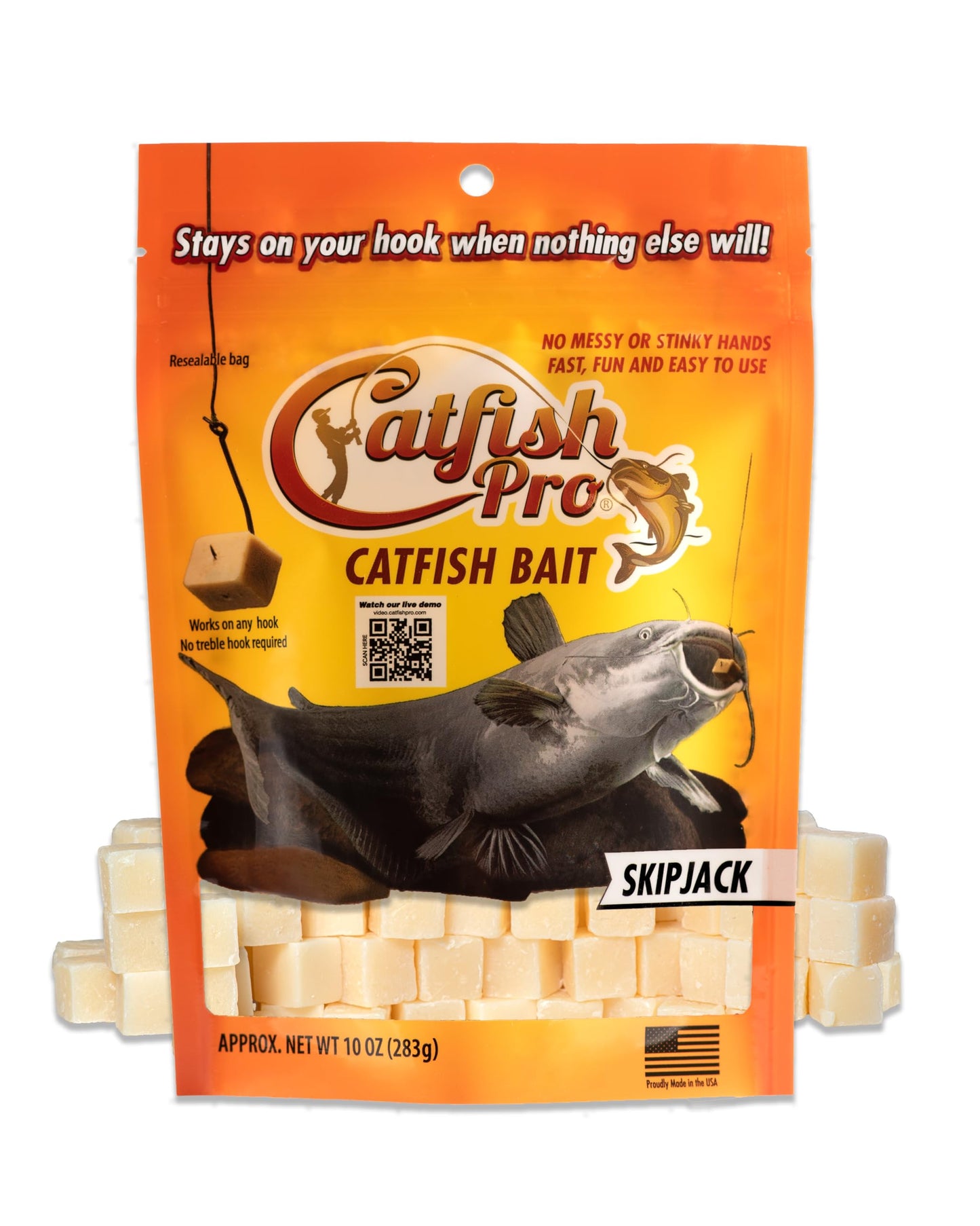 Catfish Pro Catfish Bait - 10oz Bag with 80pcs | Irresistible Scent for Catfish | Mess-Free, Stays On Your Hook When Nothing Else Will | Great for Rod, Reel, Trotline, Jugs & Yoyos Fishing