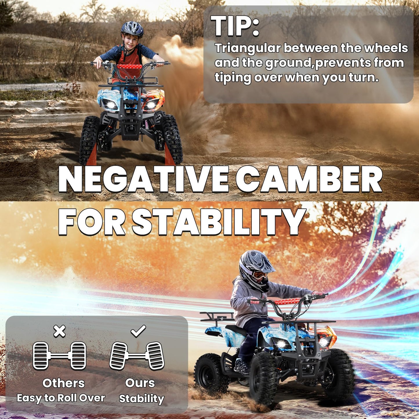 36V Electric ATV Dirt Quad Electric Four-Wheeled ATV with 500W Brushless Powerful Motor Off-Road Vehicle Electric Kids ATV Ride on ATV for Big Boys Girls Ages 5+, Black