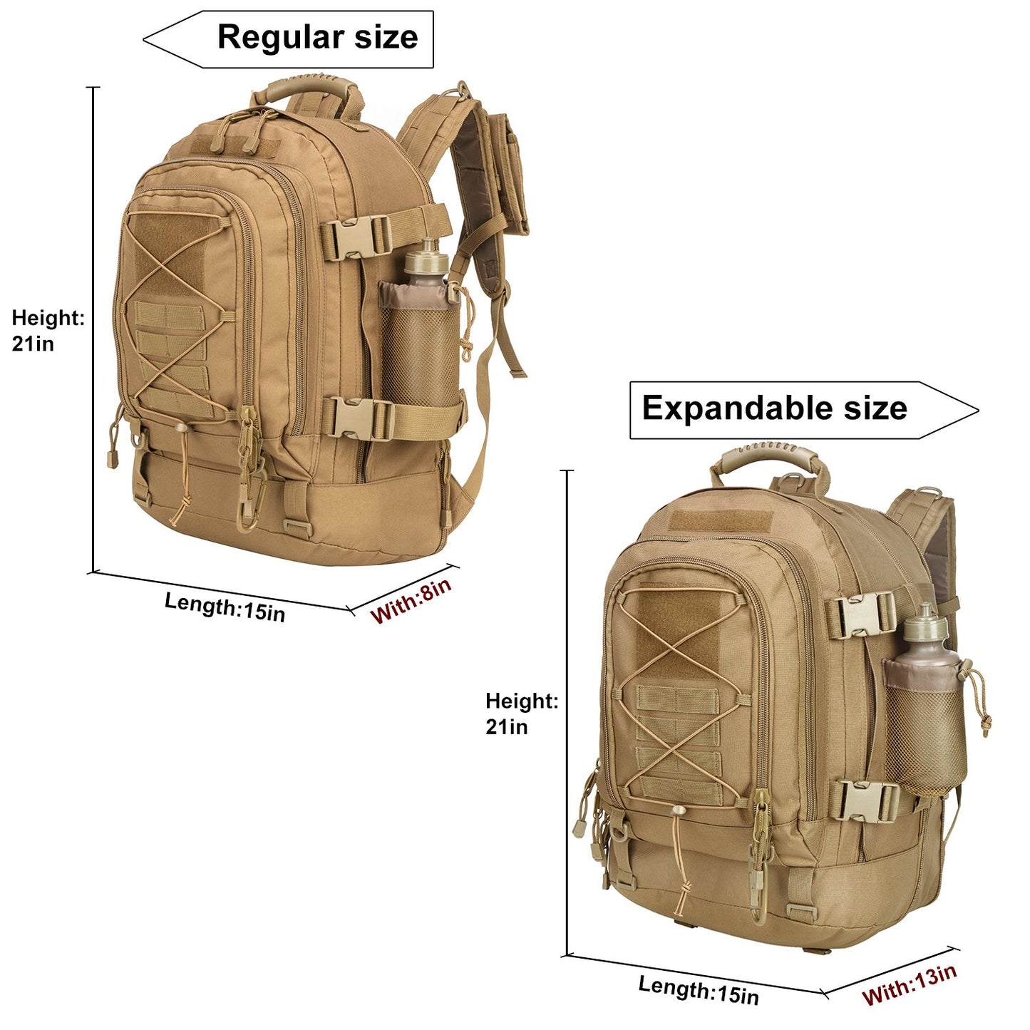 Large Tactical Backpack for Men Military Backpack with DIY System for Travel, Work,Camping,Hunting,Hiking,Sports (GREEN)