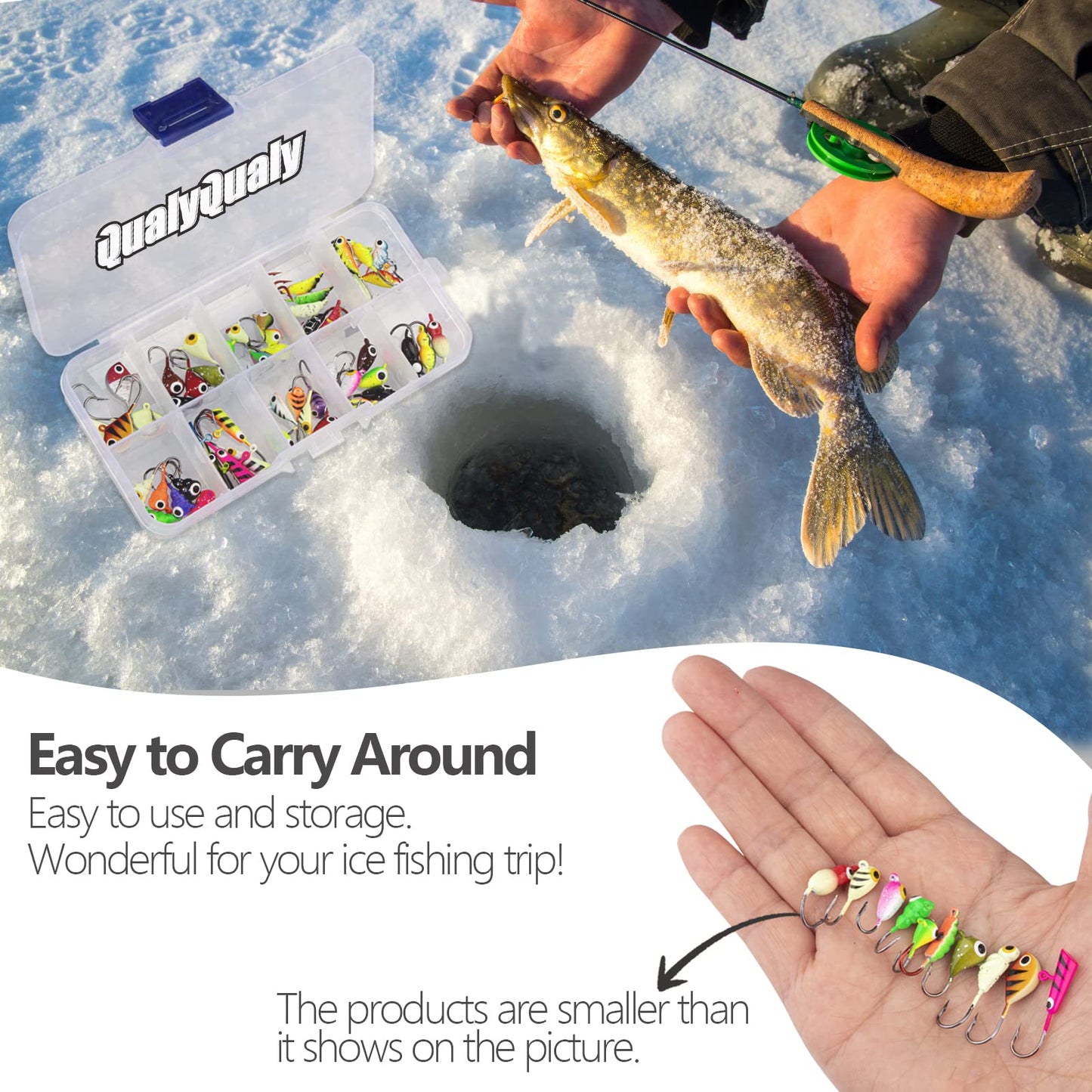 THKFISH Ice Fishing Jigs Kit Ice Fishing Lures for Walleye Perch Jigs Heads for Ice Fishing Tackle Panfish Crappie Jigs 50PCS/31PCS