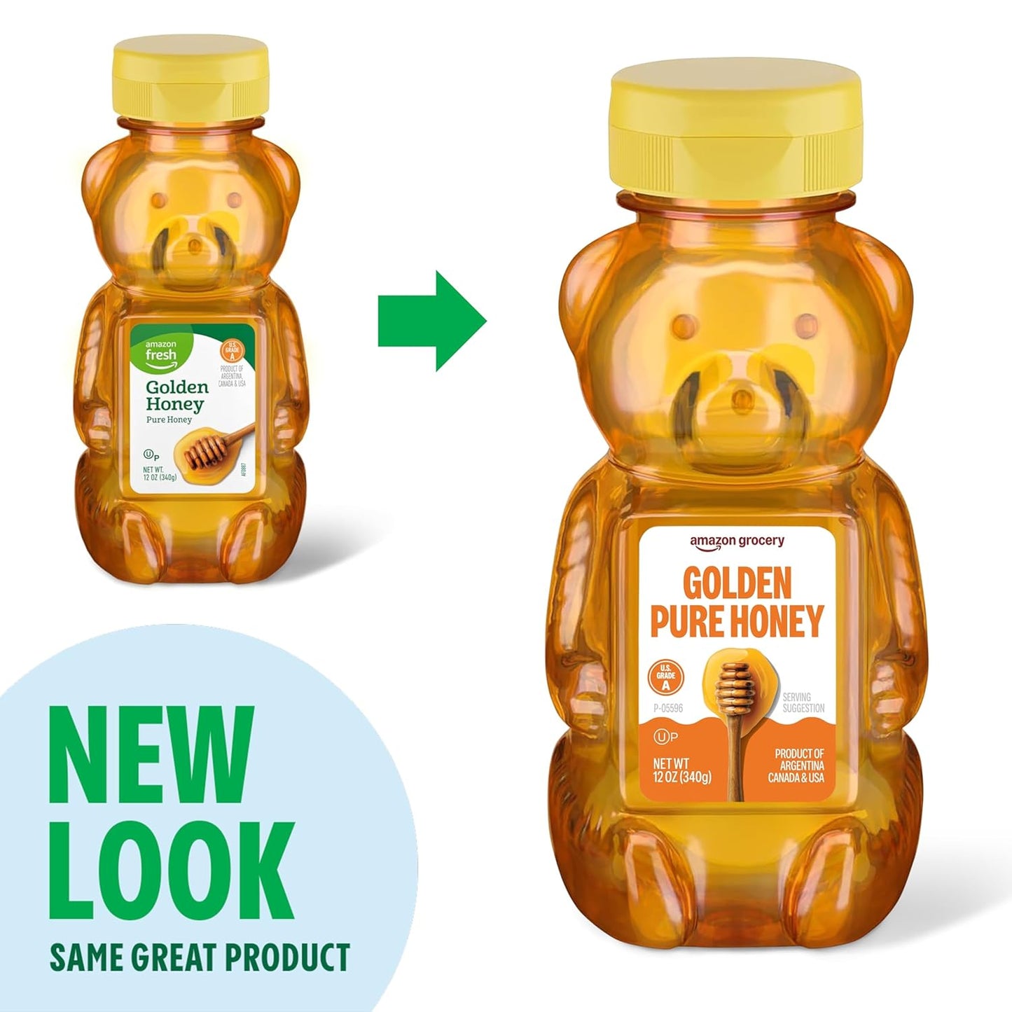Amazon Grocery, Golden Pure Honey, 12 Oz (Previously Amazon Fresh, Packaging May Vary)