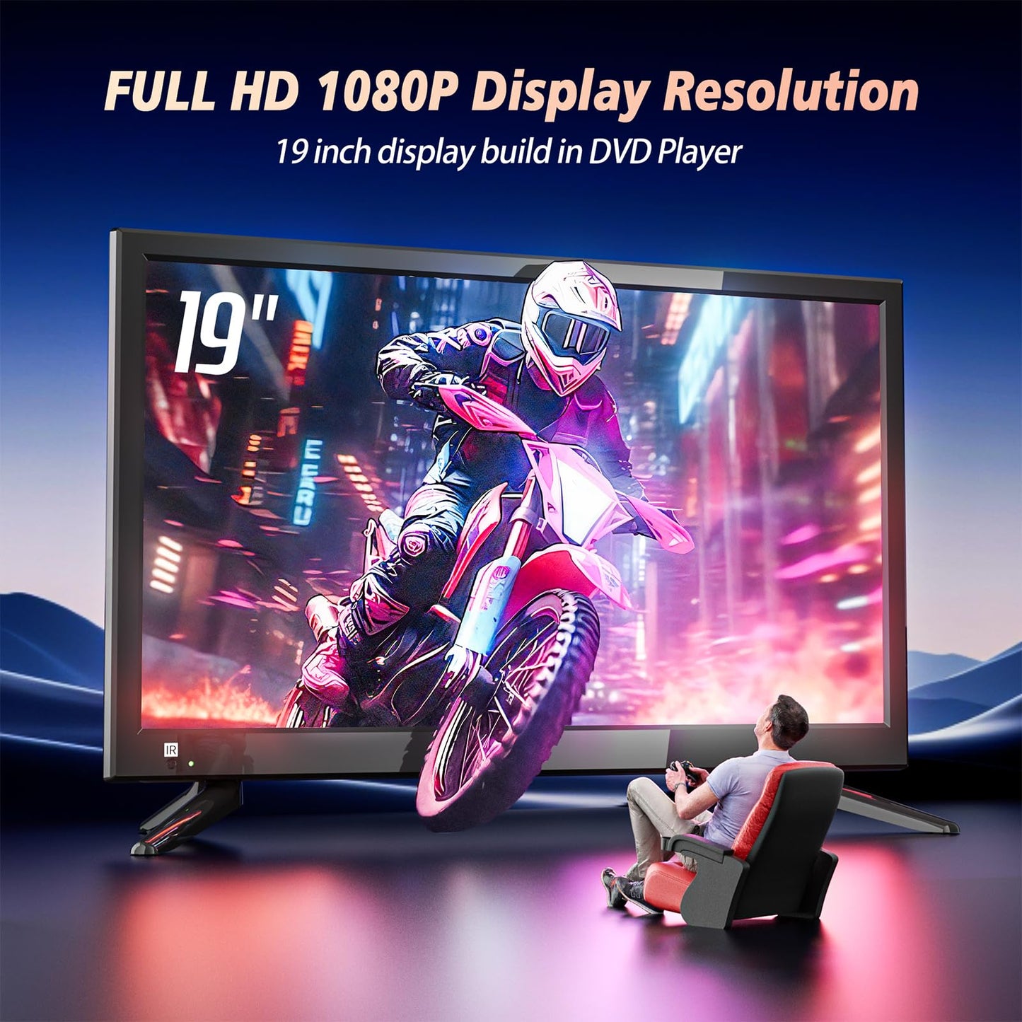 Desobry 19 INCH TV with DVD Player Built in 1080P LCD TV DVD Player Combo with HDMI USB Monitor for Home, Kitchen, RV Camper, or Office,