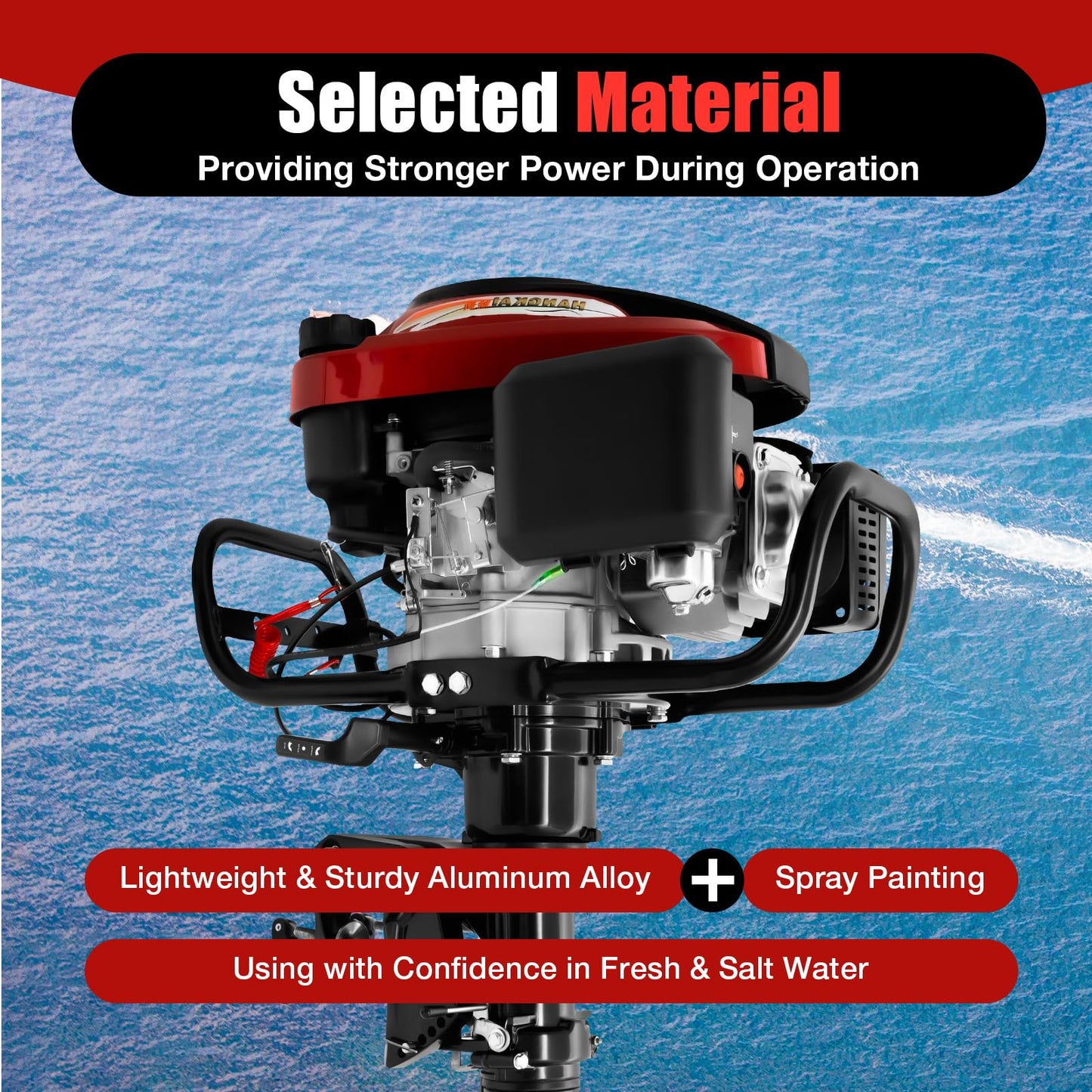 3.5HP 2 Stroke Outboard Motor, Heavy Duty Fishing & Kayak Motor with Water Cooling System, Marine Boat Engine for Inflatable Fishing