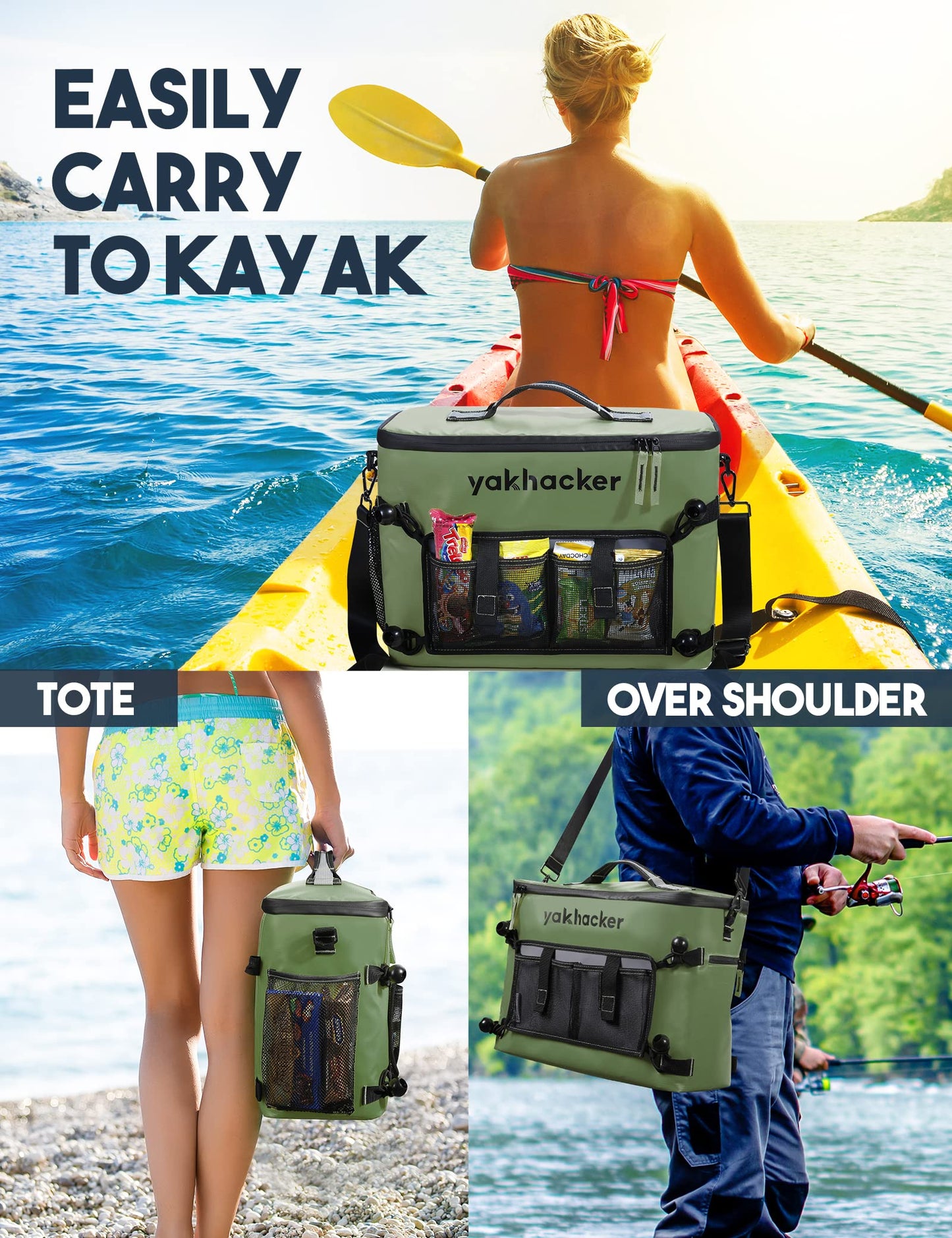 Kayak Cooler, Waterproof Seat Back Cooler for Kayaks with Lawn-Chair Style Seats, Kayak Accessories Cooler Bag, Portable Ice Chest Cooler for Kayaking, Travel, Lunch, Beaches &Trips