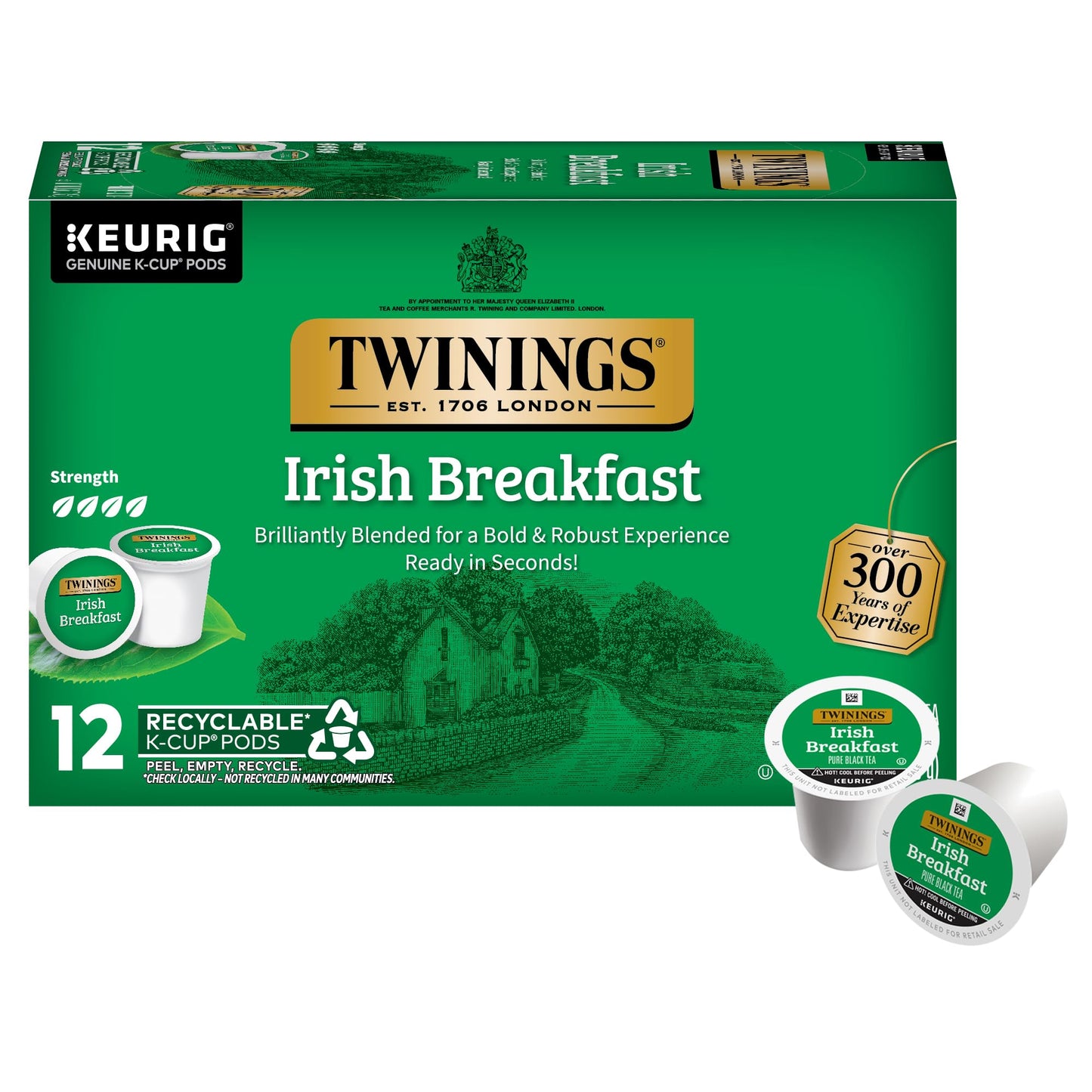 Twinings English Breakfast Black Tea K-Cup Pods for Keurig, 24 Count (Pack of 1), Smooth, Flavourful, Robust, Caffeinated, Enjoy Hot or Iced