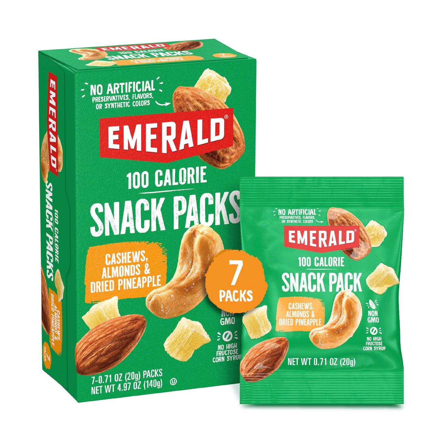 Emerald Nuts Mixed Nuts Variety Pack 18ct (1-Pack) , 100-Calorie Individual Packs , Features Dry Roasted Almonds, Natural Almonds & Walnuts, and Roasted & Salted Cashews