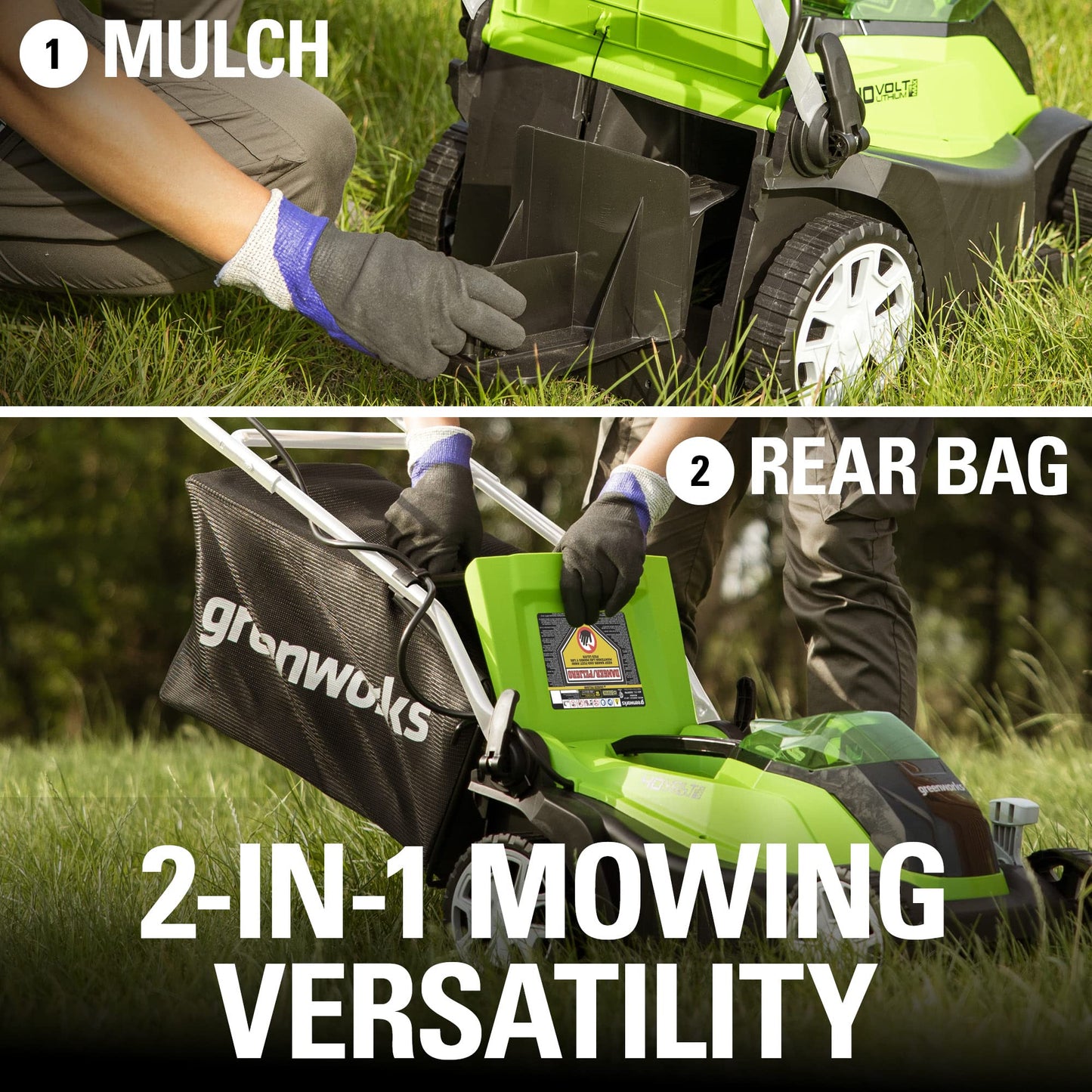 Greenworks 40V 14” Brushless (Push) Cordless Lawn Mower, 4.0Ah Battery and Charger