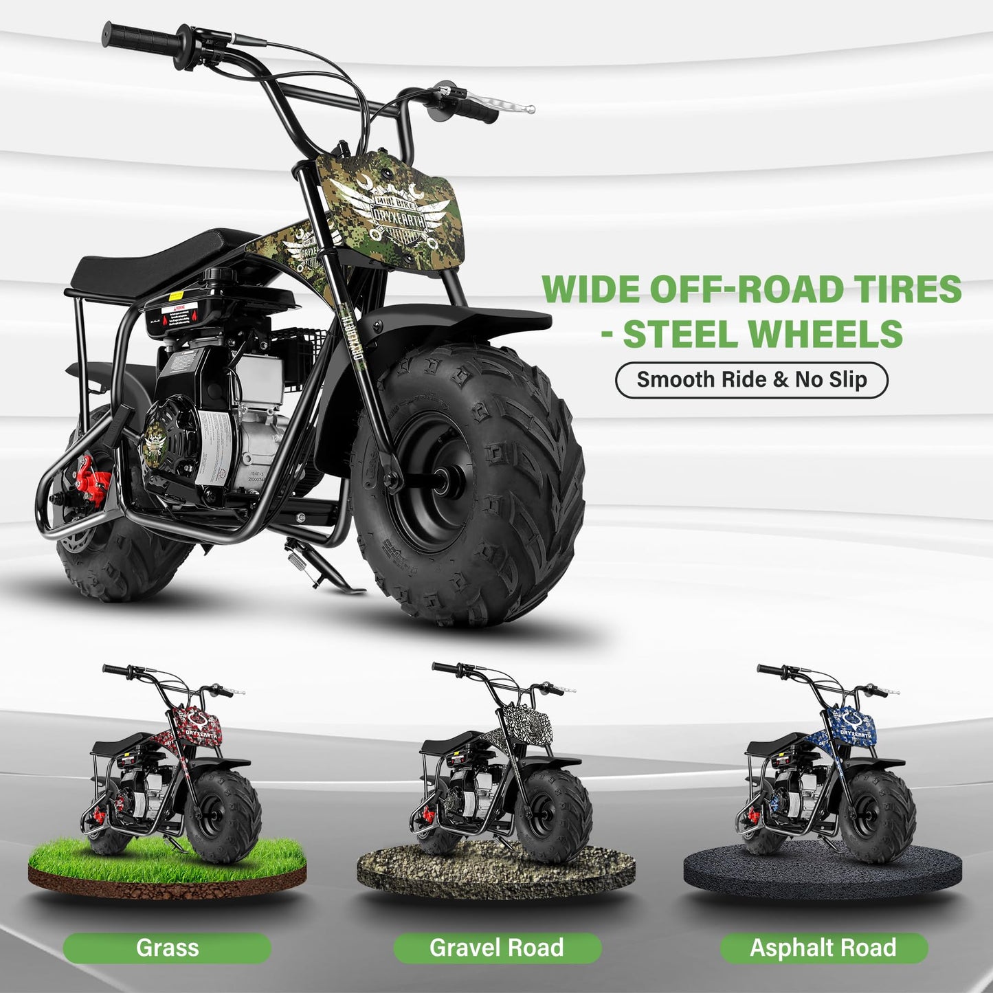 Oryxearth Mini Dirt Bike for Kids, 105CC 4-Stroke Kid Gas Powered Off-Road Pocket Pit Trail Motorcycle W/EPA Approved, Up to 24 Mph Weight Support 185 LBS