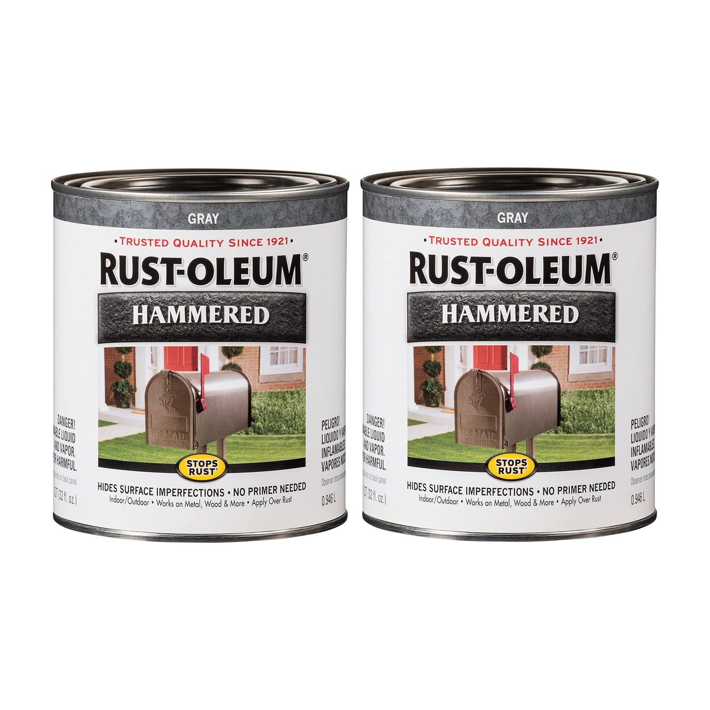 Rust-Oleum 7215502 Stops Rust Hammered Finish Brush Paint, Quart, Black