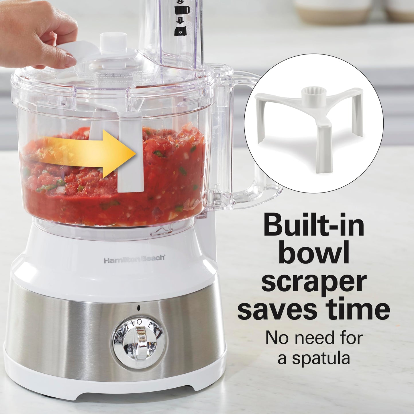 Hamilton Beach Food Processor & Vegetable Chopper for Slicing, Shredding, Mincing, and Puree, 10 Cups + Easy Clean Bowl Scraper, Black and Stainless Steel (70730)