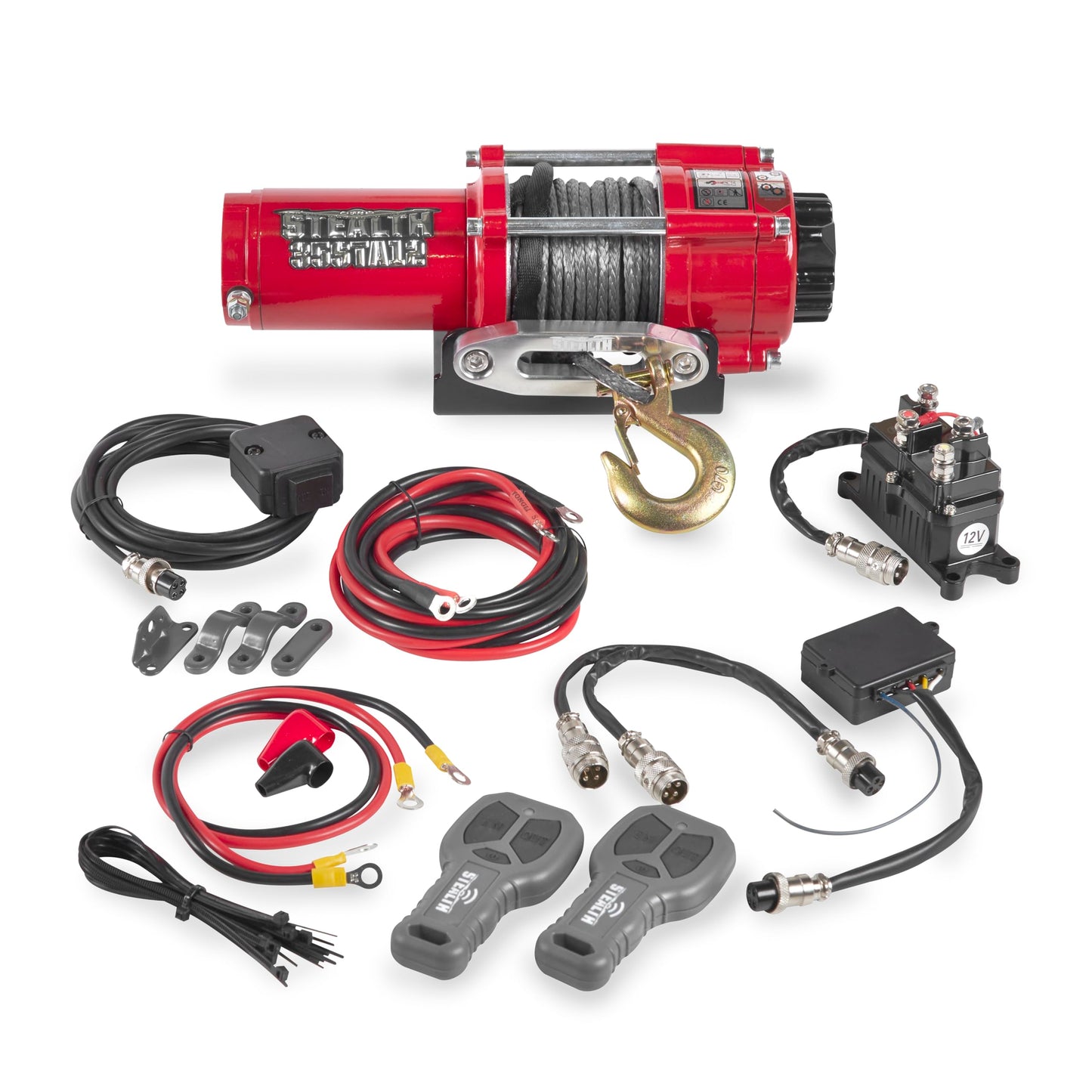 Stealth Winches 13500lb Truck Winch 12V Electric Winch with 2 Wireless remotes and Steel Rope, Perfect for SUV Towing Trailer Winch, Hook, Weatherproof, with Roller Fairlead, Heavy Duty