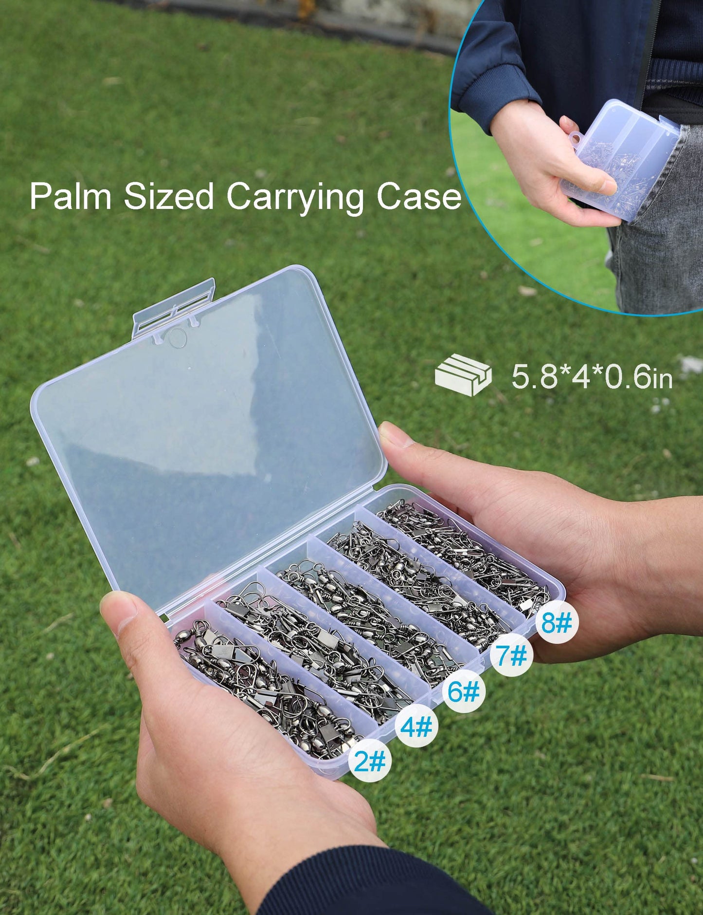 Beoccudo Fishing Swivels Snap Swivels 210pcs Barrel Swivels with Snaps, Fishing Swivels Saltwater Freshwater Snap Connector