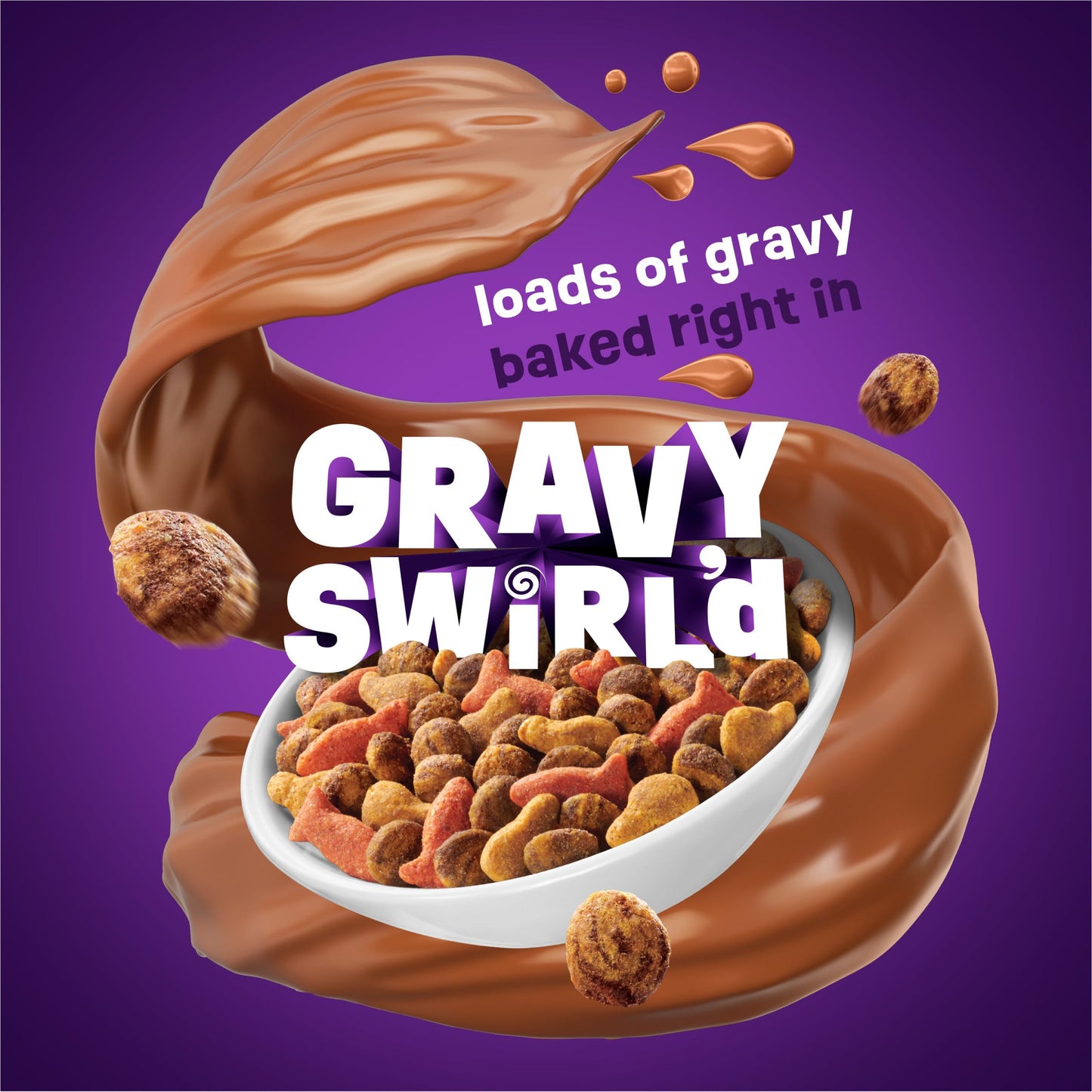Purina Friskies Dry Cat Food Gravy Swirl'd With Flavors of Chicken, Salmon and Gravy - 22 lb. Bag
