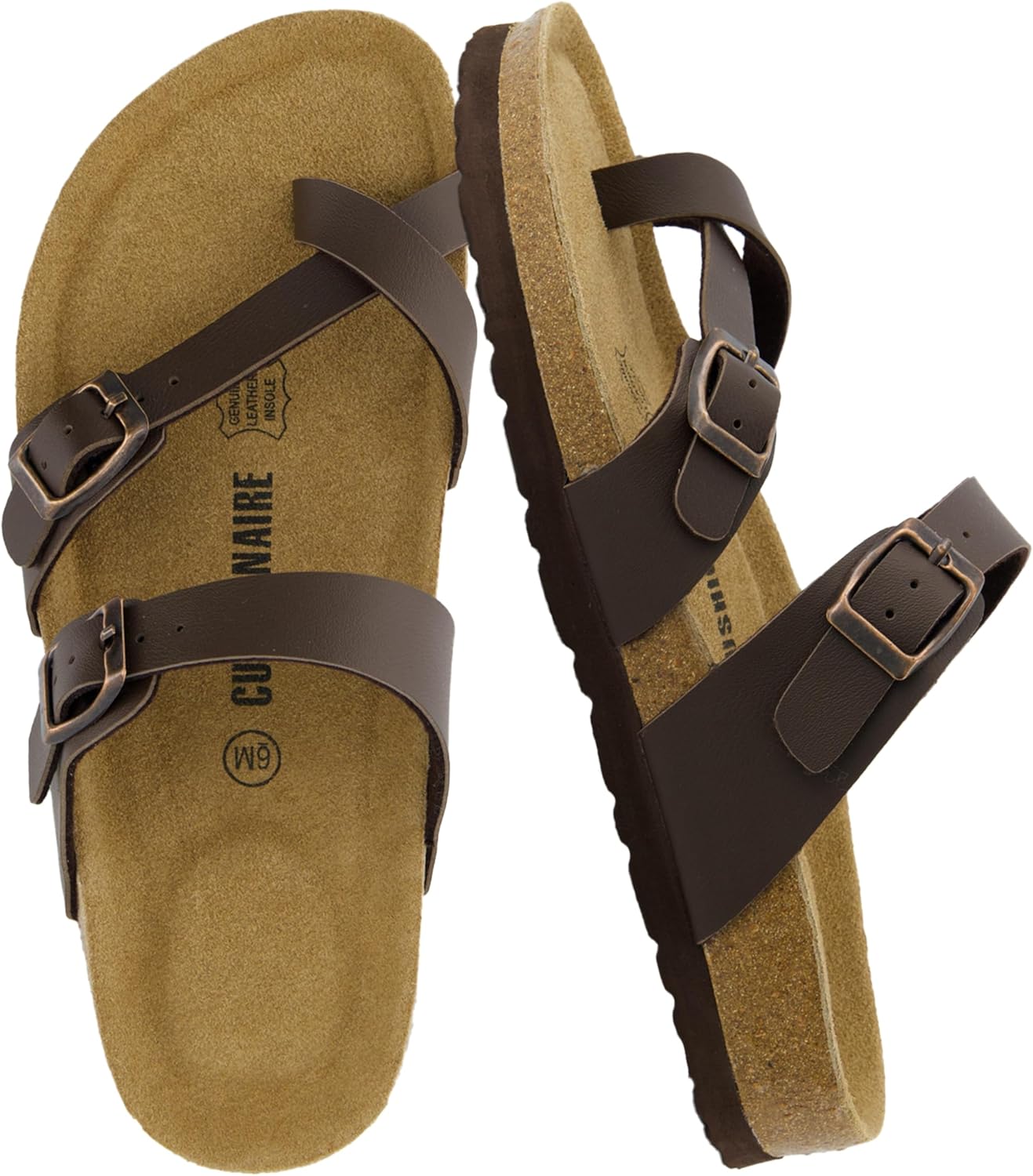 CUSHIONAIRE Women's Luna Cork Footbed Sandal With +Comfort