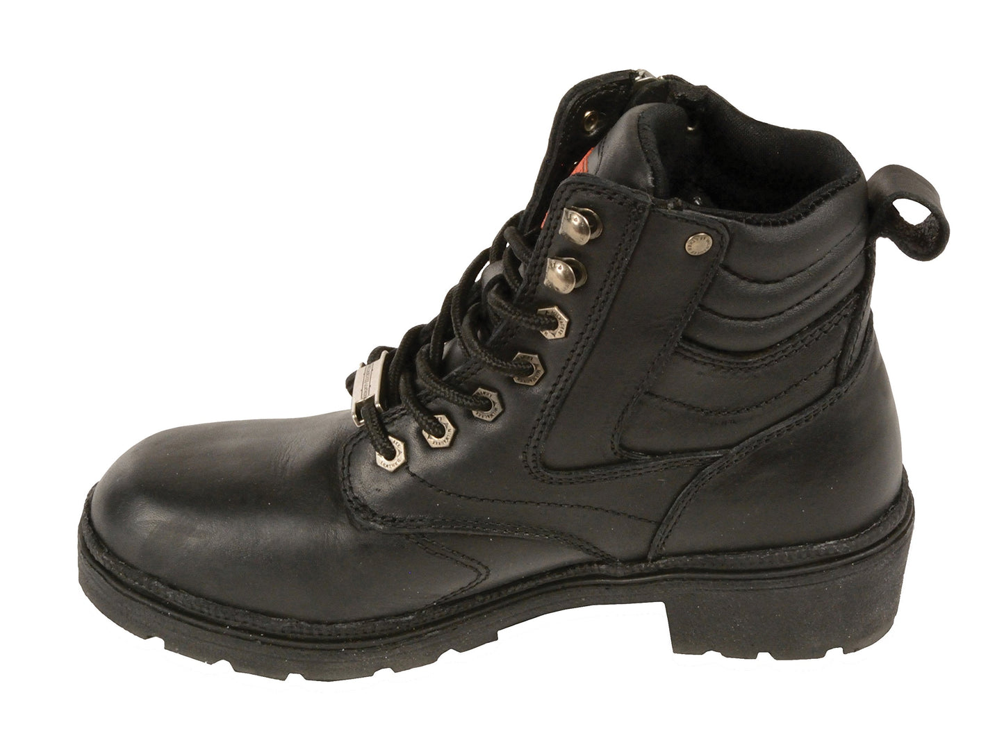 Milwaukee Leather MBL9320W Women's Black Premium Leather Wide-Width Lace-Up Motorcycle Rider Boots