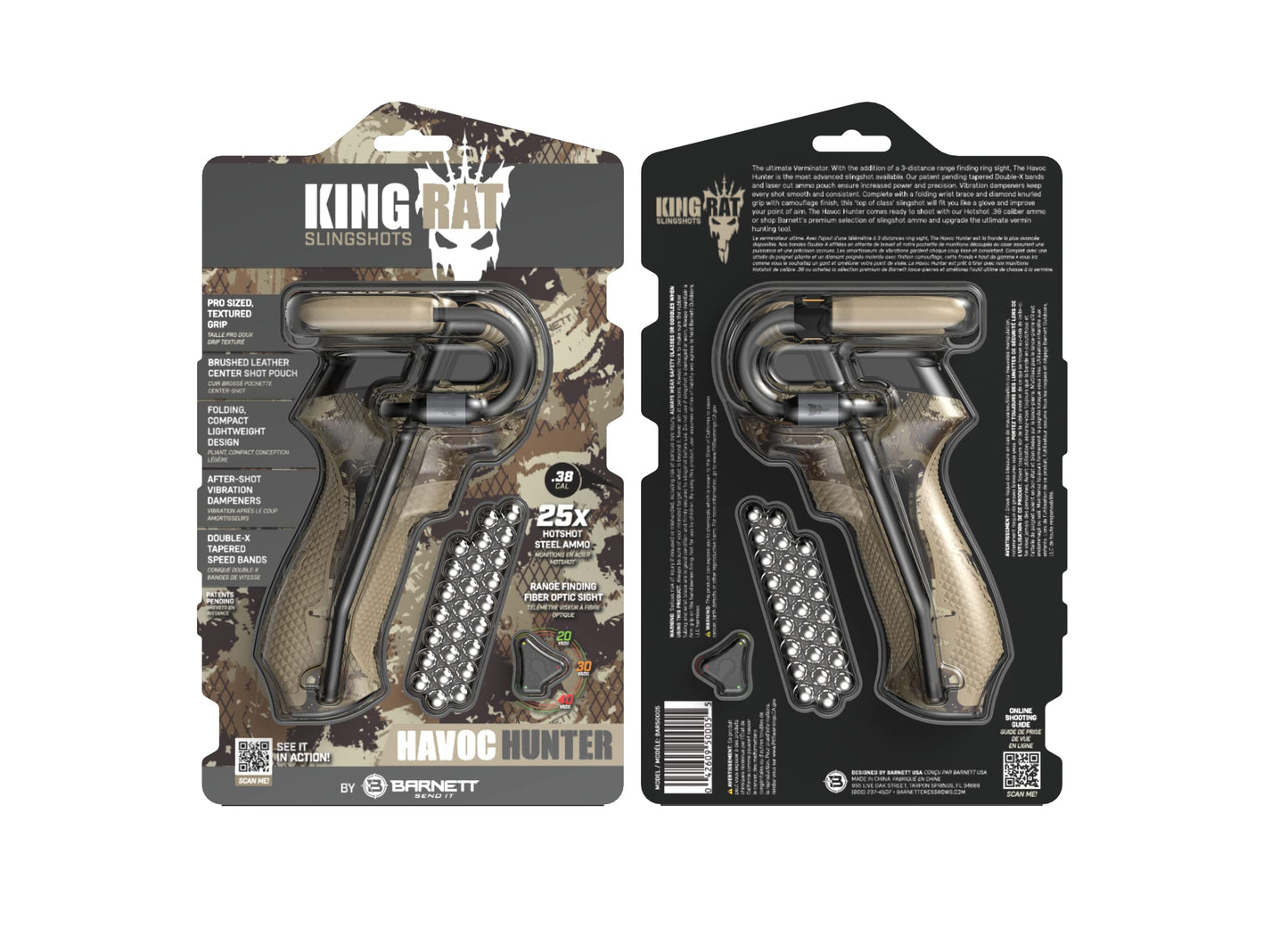 Barnett King Rat Slingshots, Powerful Slingshot for Adults and Kids Alike, Includes Power Band, Brushed Leather Pouch, & Slingshot Ammo