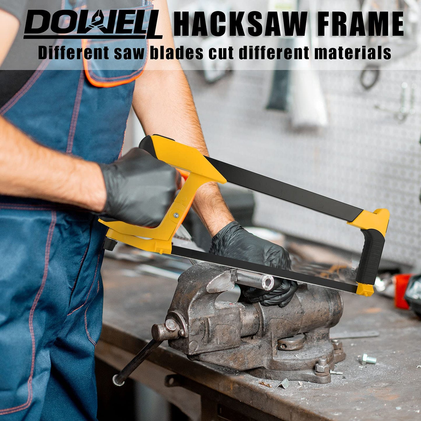 DOWELL Hacksaw Frame Set Heavy Duty Handsaw 12-inch 10-inch 6-inch Mini Hacksaw Hand Saw 8 Extra Blades Multi-function for Metal Wood PVC Pipes