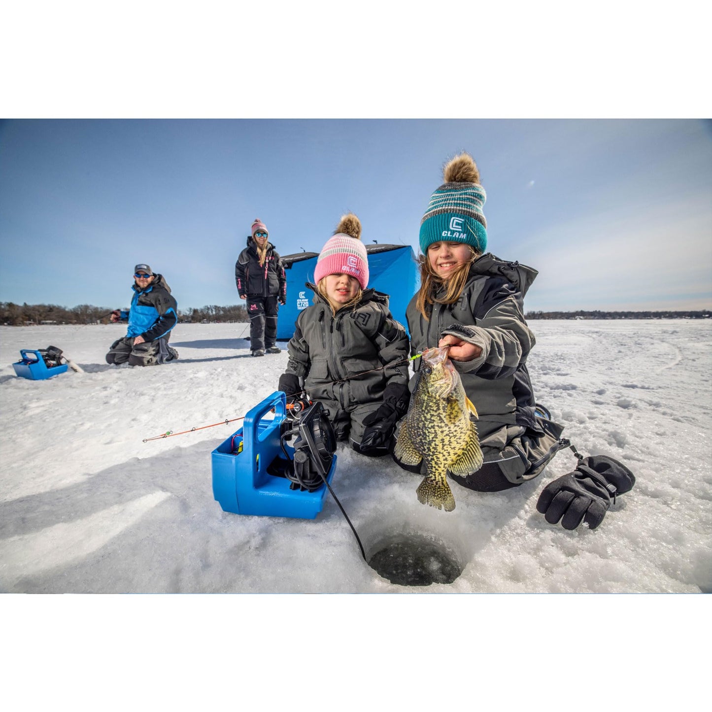 CLAM Lightweight Portable Pop Up Ice Fishing Angler Thermal Hub Shelter Tent with Anchors, Tie Ropes, and Carrying Bag