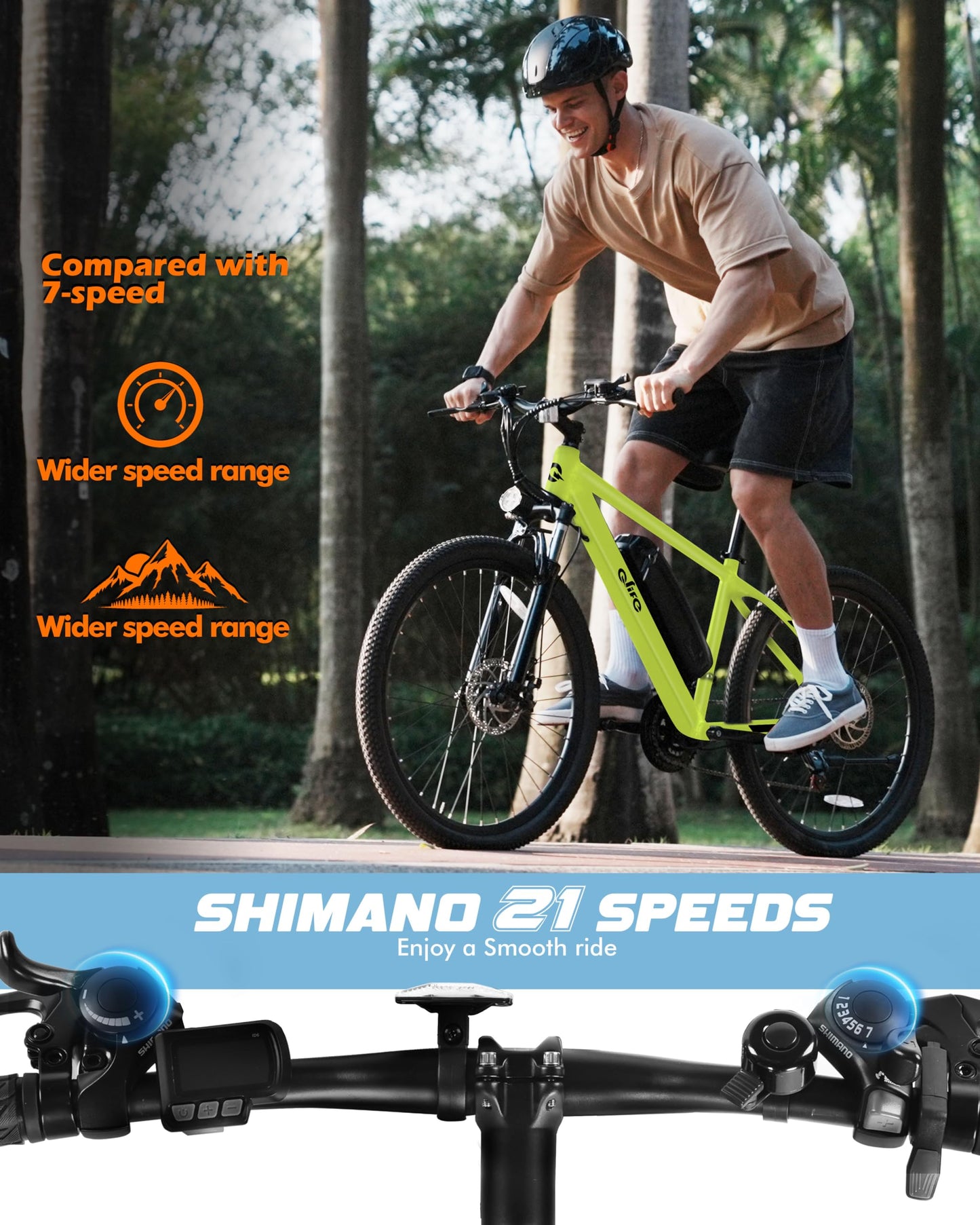 Racer Electric Bike for Adults - 21-Speed Mountain Lightweight Ebike with Peak 750W 22MPH Brushless Motor, 375Wh Removable Battery, 26X2.1 Tire Step Over E-MTB, Up to 40 Miles
