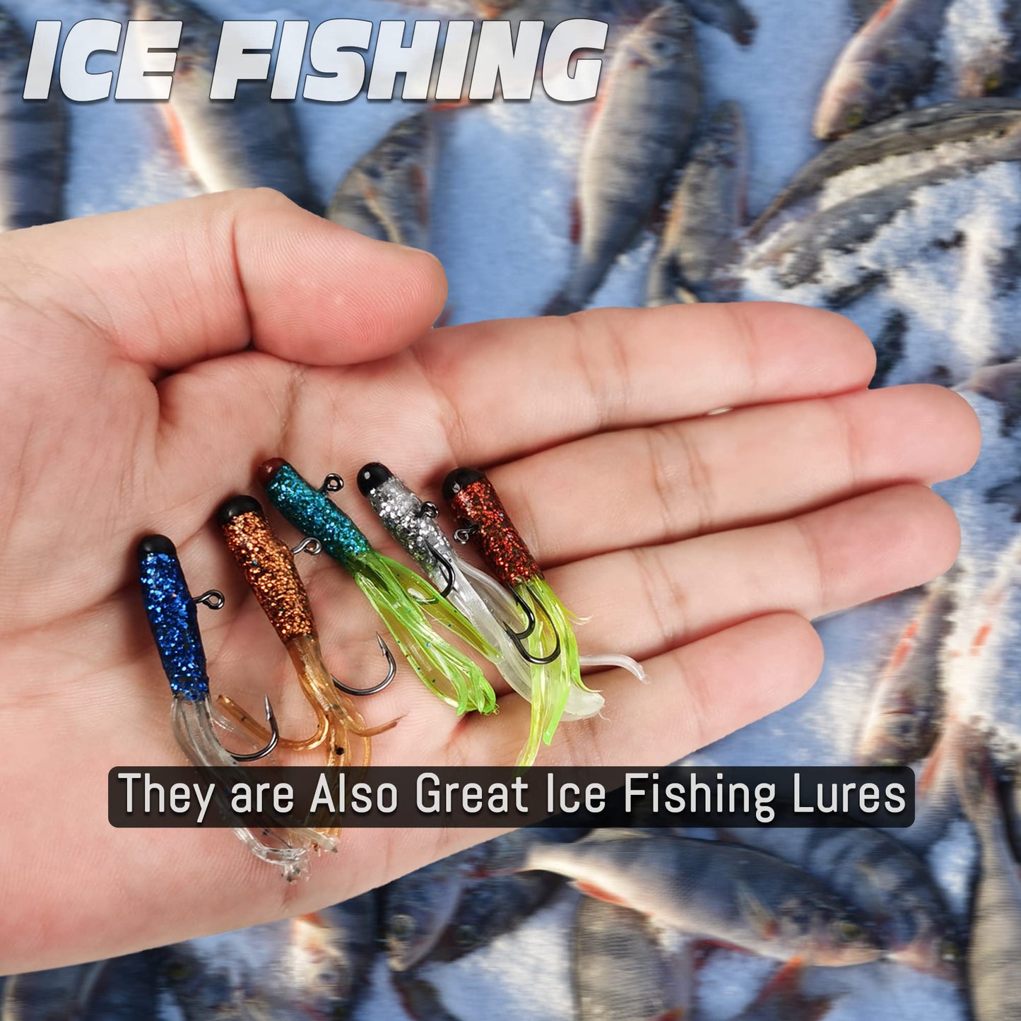 Crappie Lures Tube Lures Jigs Heads Worms Swimbaits Kit, 165, 124, 50 Pcs Pre-Rigged Crappie Jigs Tube Hooks Soft Plastic Grub Worms Baits for Bass Trout Freshwater Saltwater Fishing