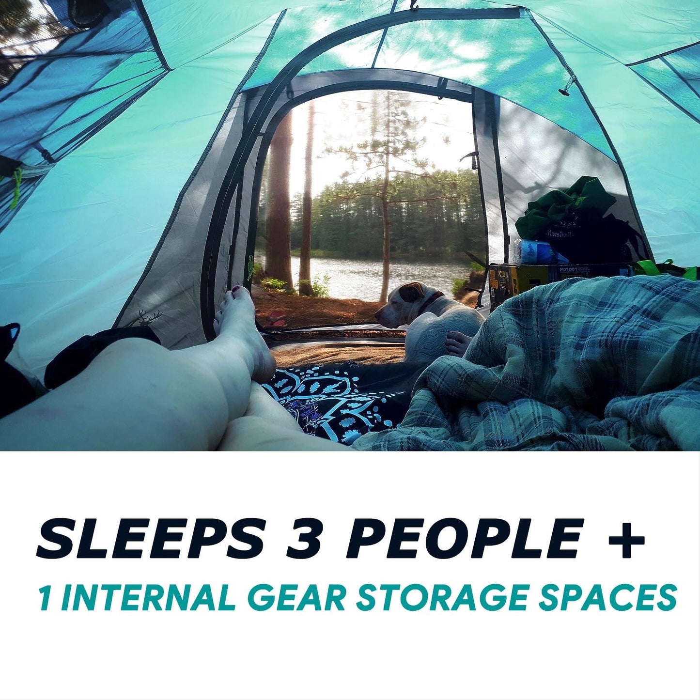 4 Person Easy Pop Up Tent,9.5’X6.6’X52'',Waterproof, Automatic Setup,2 Doors-Instant Family Tents for Camping, Hiking & Traveling