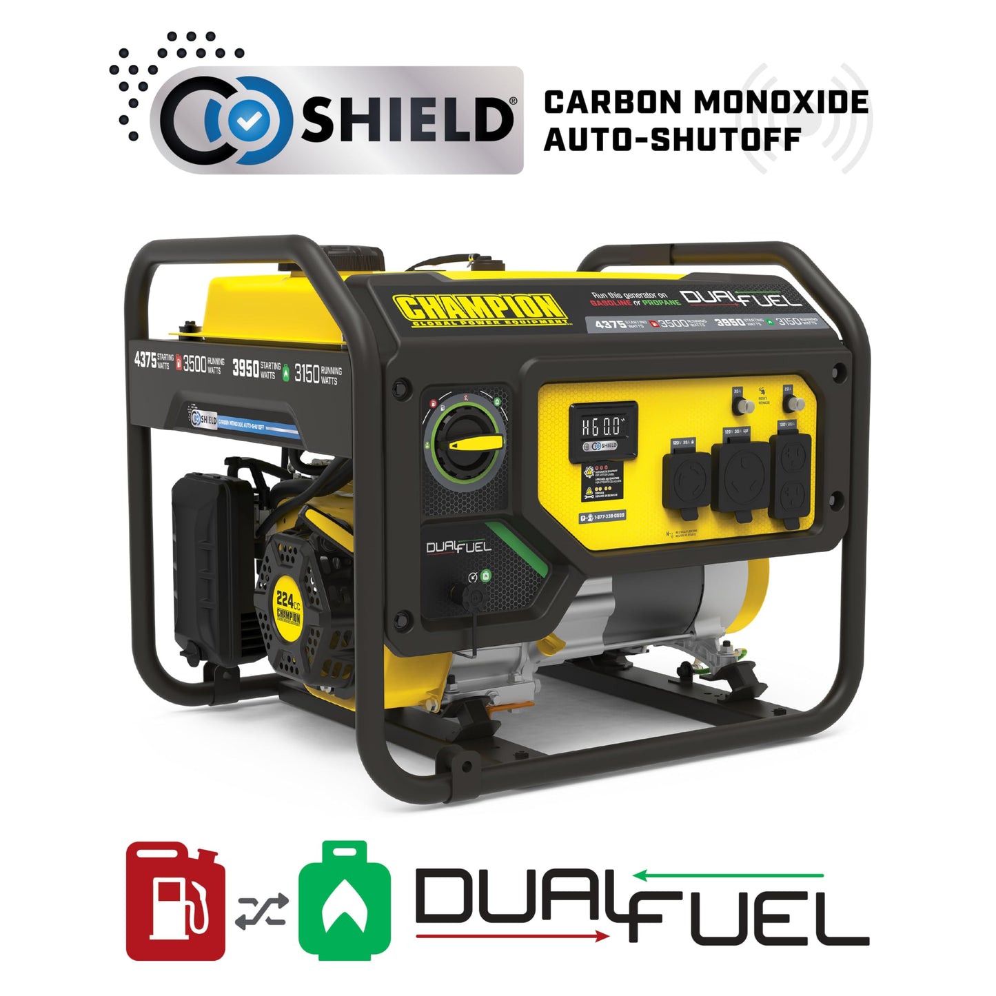 Champion Power Equipment 4375-Watt RV Ready Portable Generator with CO Shield