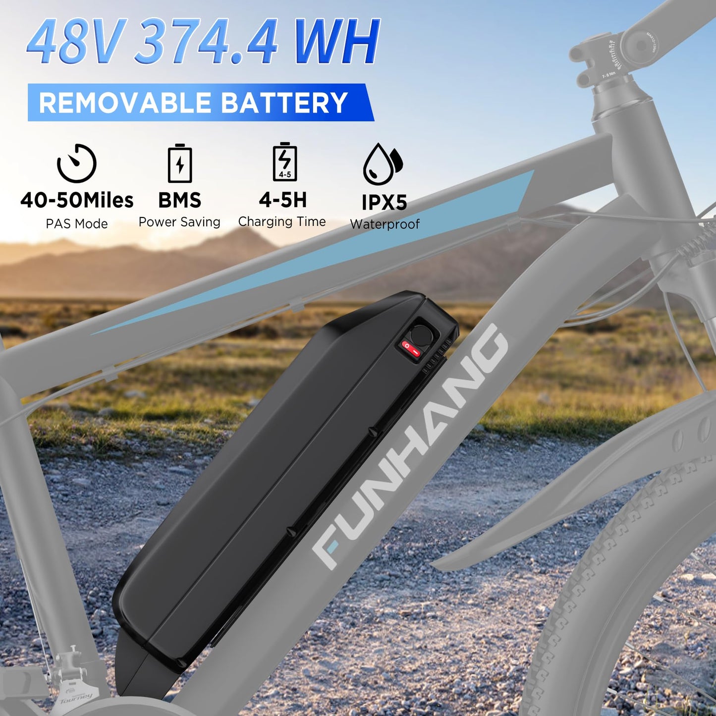 Electric Bike for Adults, 26'' 1000W Peak Ebike, Up to 50 Miles 21.7MPH Electric Mountain Bike with 48V 374.4WH Removable Battery, Adjustable Stem, Fenders, Lockable Suspension Fork, 21-Speed