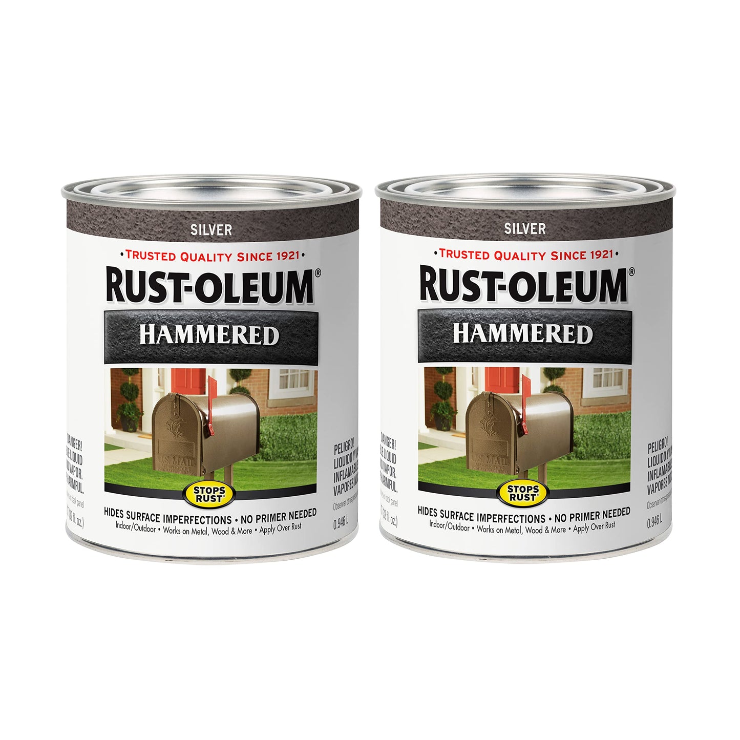 Rust-Oleum 7215502 Stops Rust Hammered Finish Brush Paint, Quart, Black