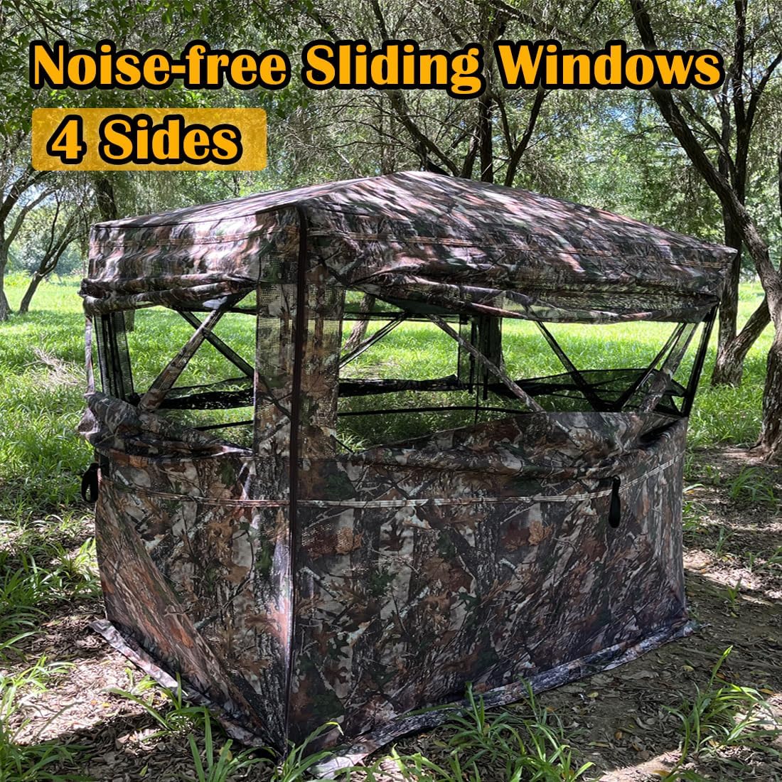 Full Open Door 2-3 Person 360 Degree See Through Ground Hunting Blind Camouflage Pop Up Duck Turkey Deer Hunting Blinds Tent