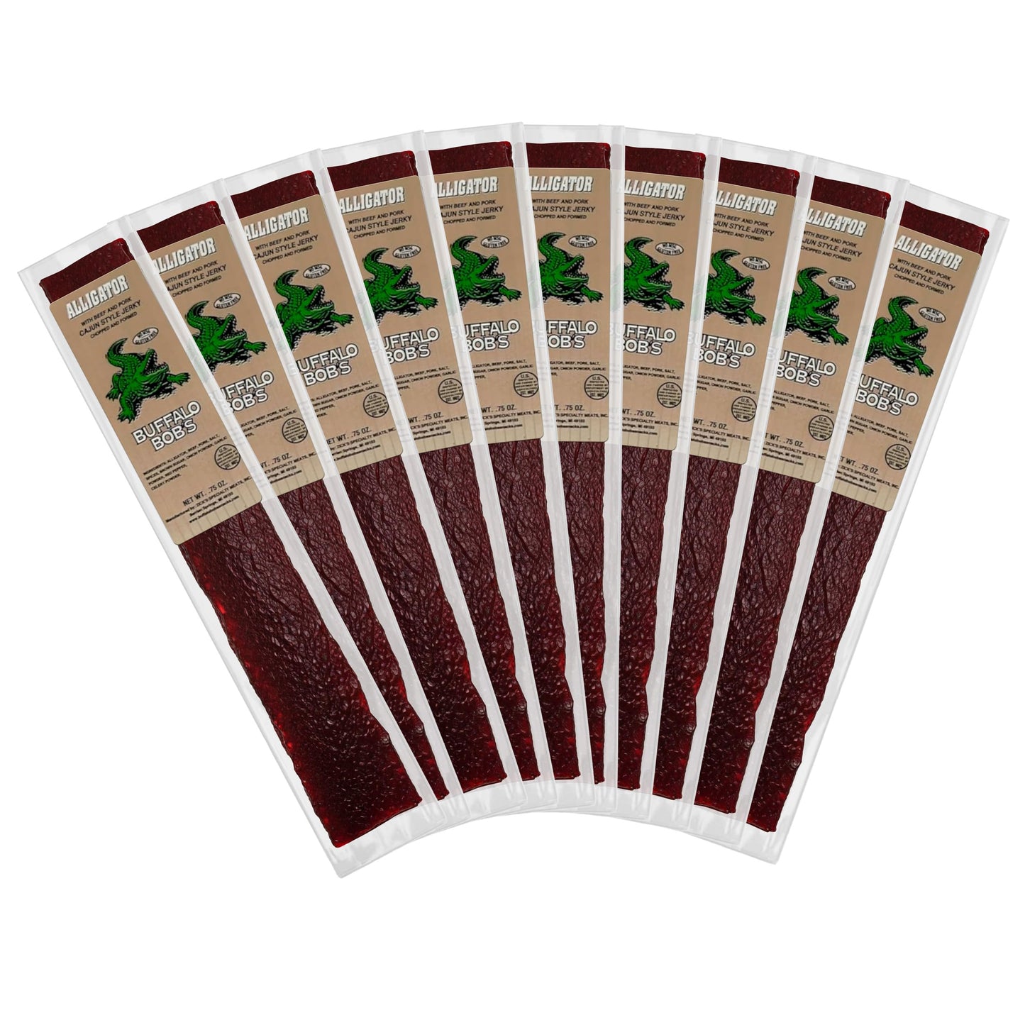 Buffalo Bob's Exotic Jerky (10-Pack), 10 Flavor Variety Pack of Snack Sticks, Wild Game Beef Gifts for Men