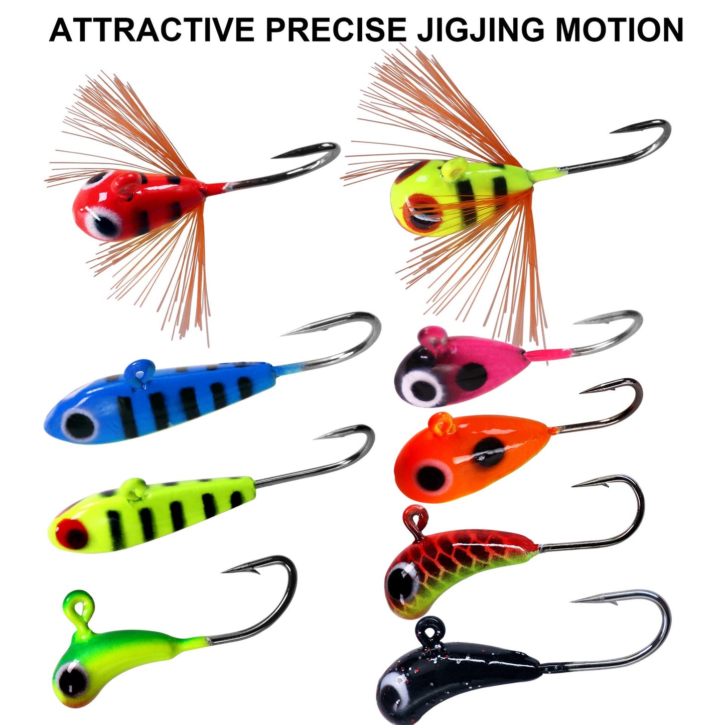 THKFISH Ice Fishing Jigs Kit, Jigs Heads for Ice Fishing Gear, Ice Fishing Lures for Panfish, Crappie, Walleye, Perch, Trout and Bluegill 18/40/70pcs