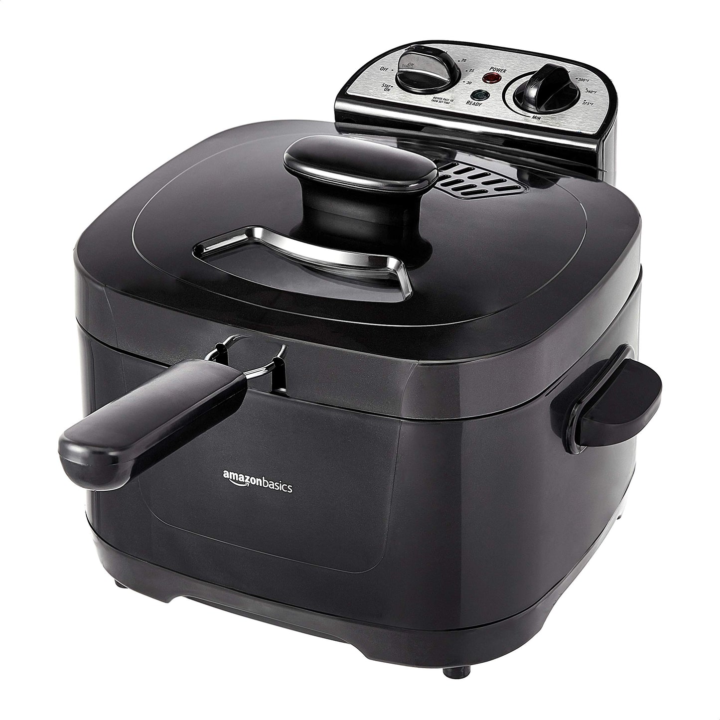 Amazon Basics 3.2-Qt (3.0L) Deep Fryer with 12-Cup Oil Capacity, Adjustable Temperature, Easy Draining Basket, Stainless Steel Exterior, Viewing Window, 1500W, Black & Silver