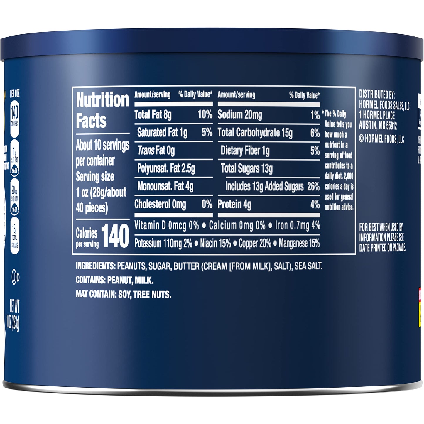 PLANTERS Peanuts, Lightly Salted Peanuts, Dry Roasted, Snacks for Adults, (6 ct Pack, 2.2 lb Containers)