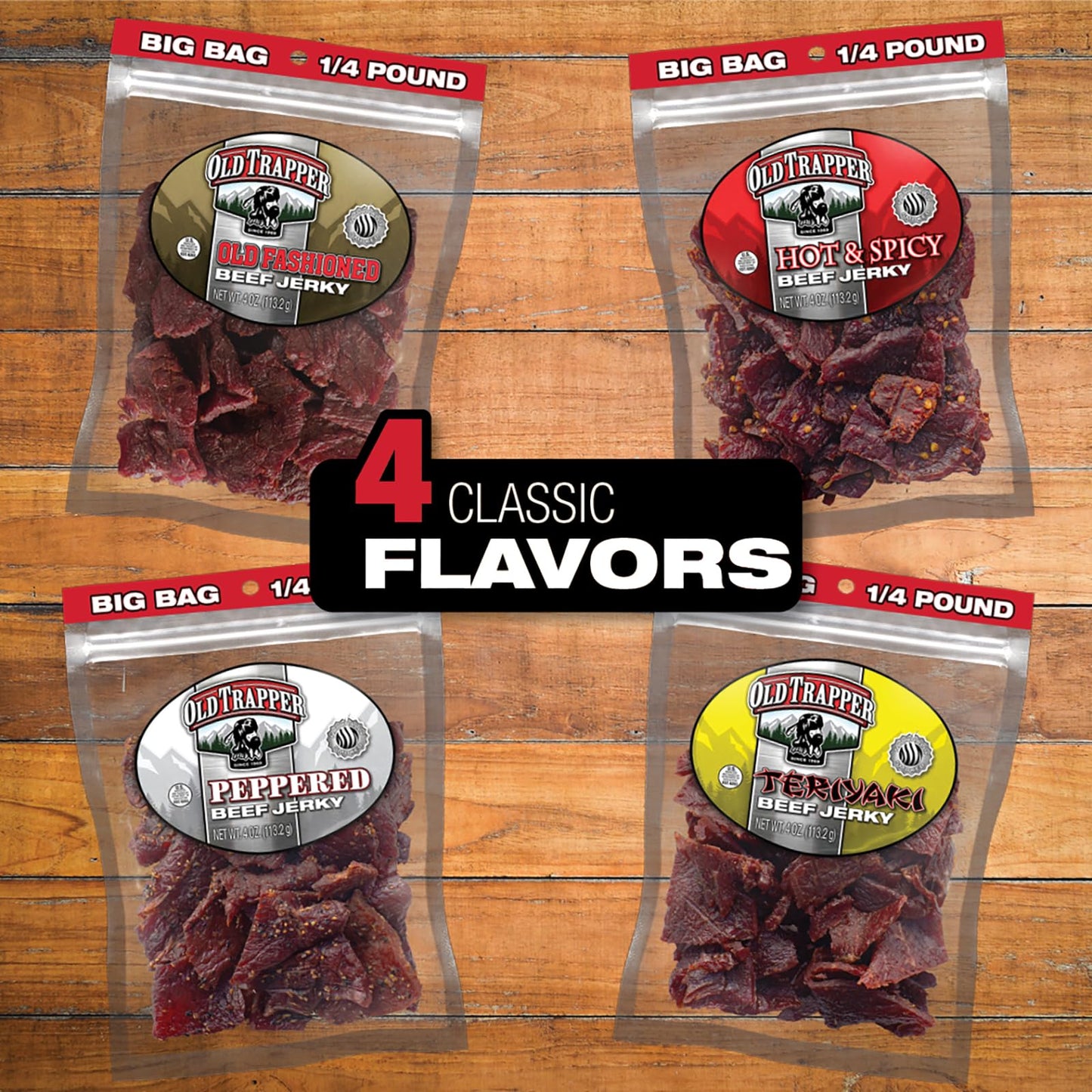 Old Trapper Beef Jerky, Old-Fashioned 10-Ounce Bag, Tender Meat Snacks for Lunches or Between Meals, 11 Grams of Protein, Zero Grams of Fat, and 70 Calories per Ounce (Pack of One)