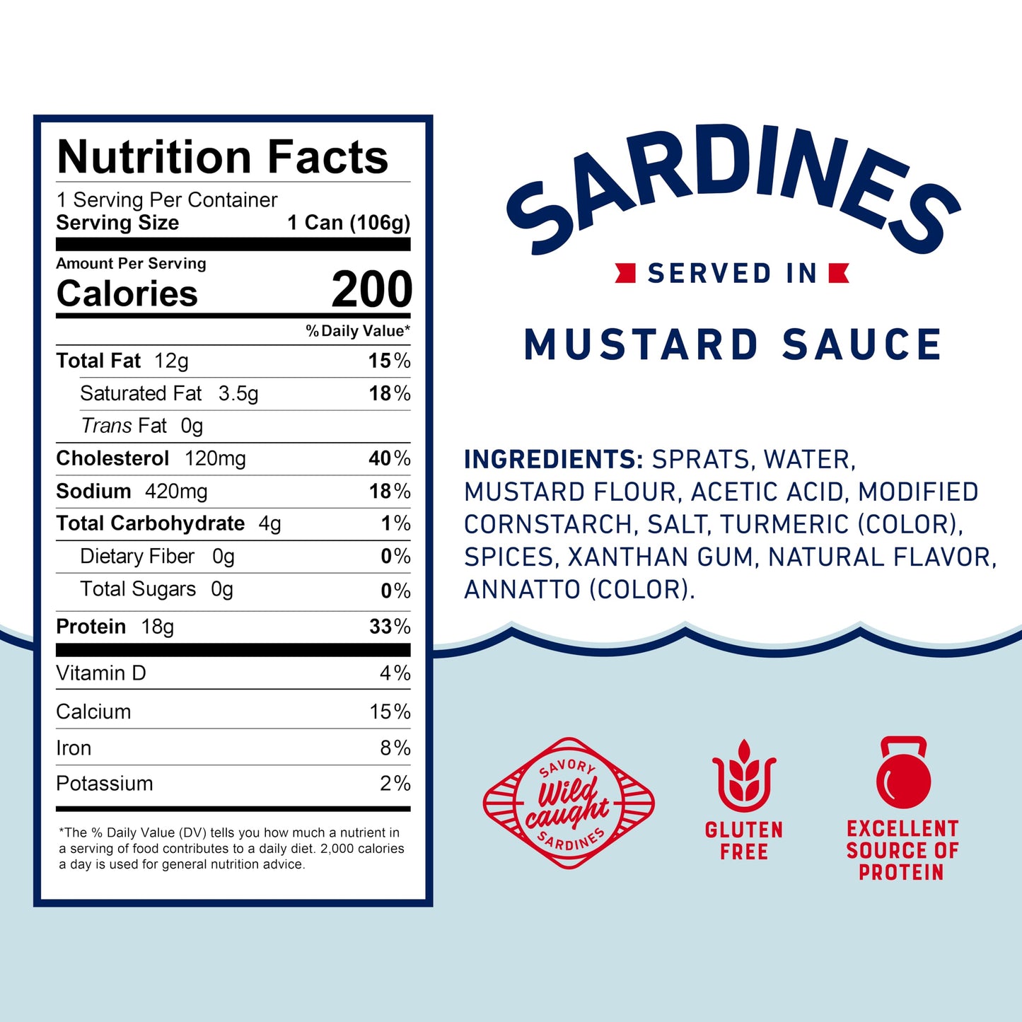 Beach Cliff Sardines in Water, 3.75 oz Can (Pack of 12) - Wild Caught Sardines - 12g Protein per Serving - Gluten Free, Keto Friendly