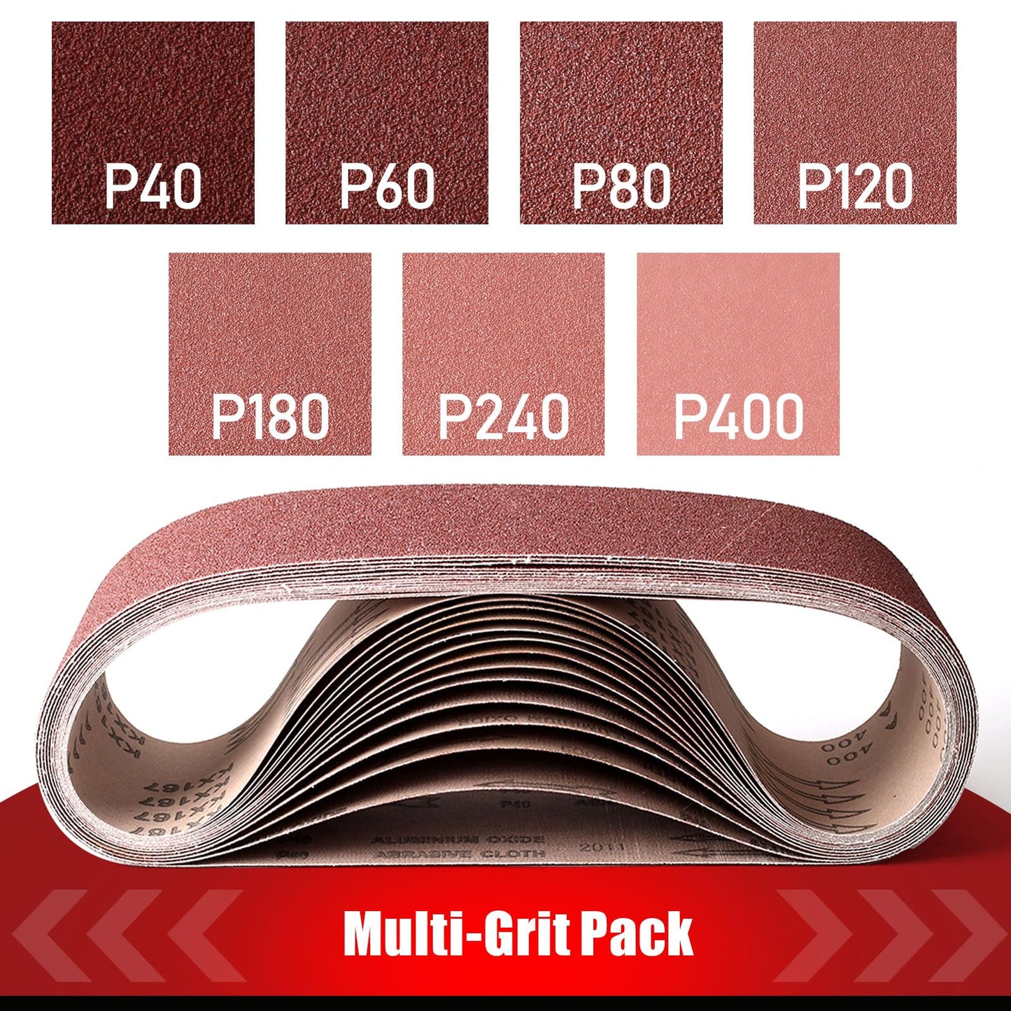 3×18 Inch Belt Sander Sanding Belt, 21 Pack Belt Sander Paper 40/60/80/120/180/240/400 Grits Assortment Aluminum Oxide Sanding Belts for Belt Sander Knife Sharpening Wood Metal Polishing