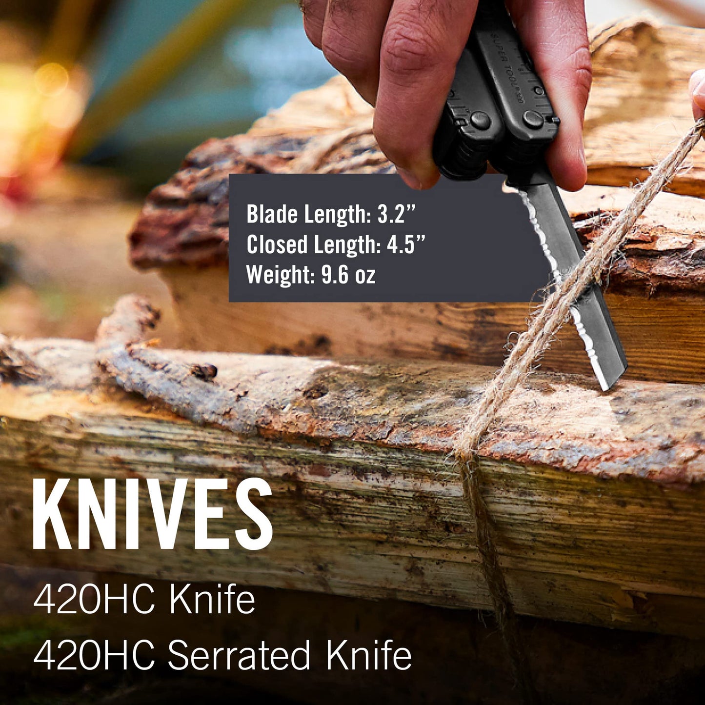 LEATHERMAN, Super Tool 300 Multitool with Premium Replaceable Wire Cutters and Saw, Stainless Steel with Nylon Sheath