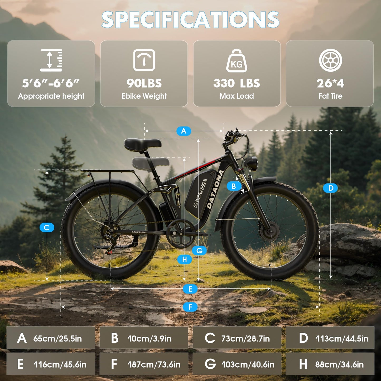 Peak 3000W/5000W Dual Motor Ebike for Adults, 52V 23Ah/32Ah Battery, 37-45MPH Max Speed Up to 80-100 Miles Range, 7/21 Speed 24"/26" Fat Tire with Hydraulic Brake UL Certificated Electric Bike Bicycle