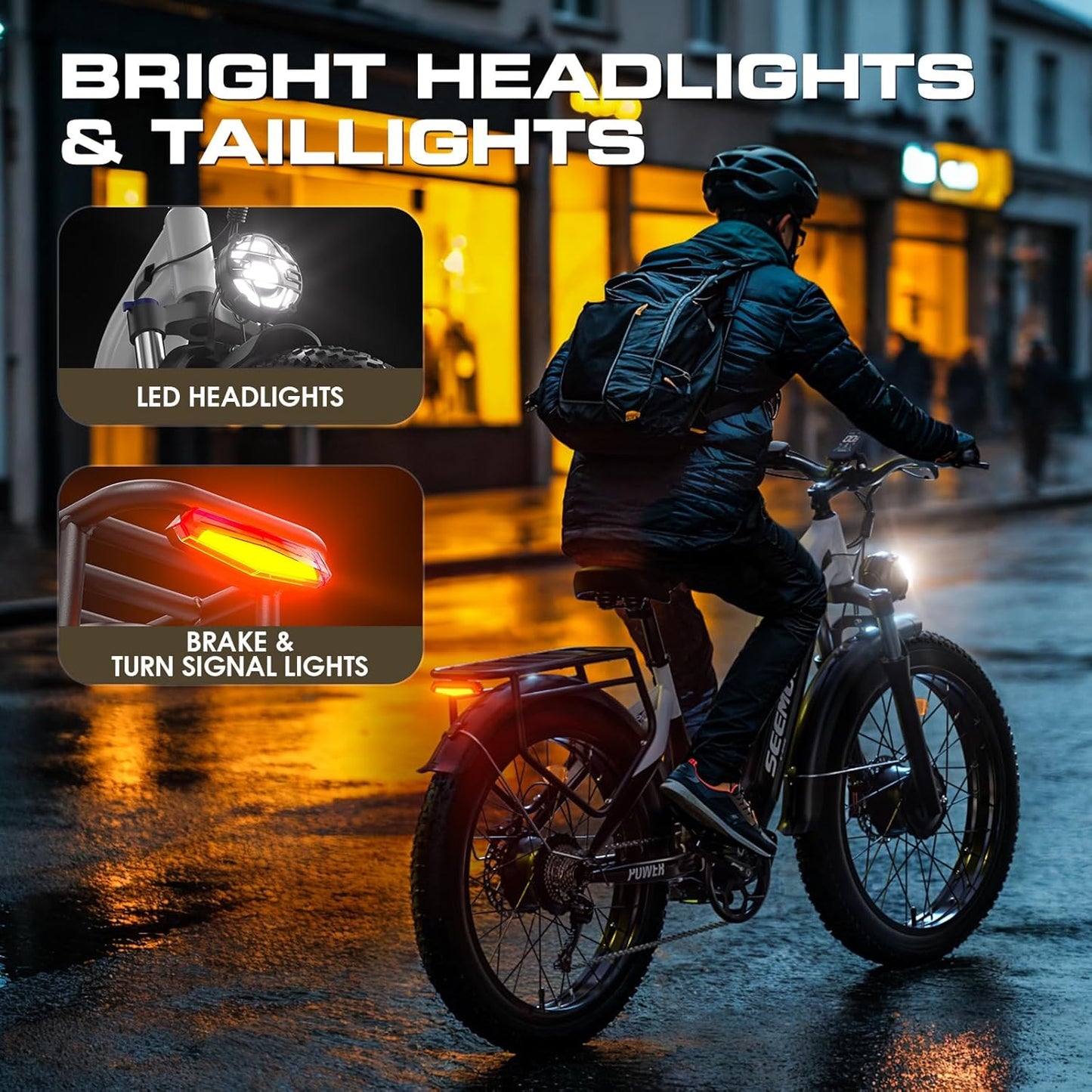 Seemoon Dual Motor 3000W Electric Bike for Adults, 52V 20Ah 26" Fat Tire Fast Ebike, Max 38 mph, up to 105 Miles, Hydraulic Brakes, Step-Through Design, Off-Road Mountain Hunting Bike for Men Women